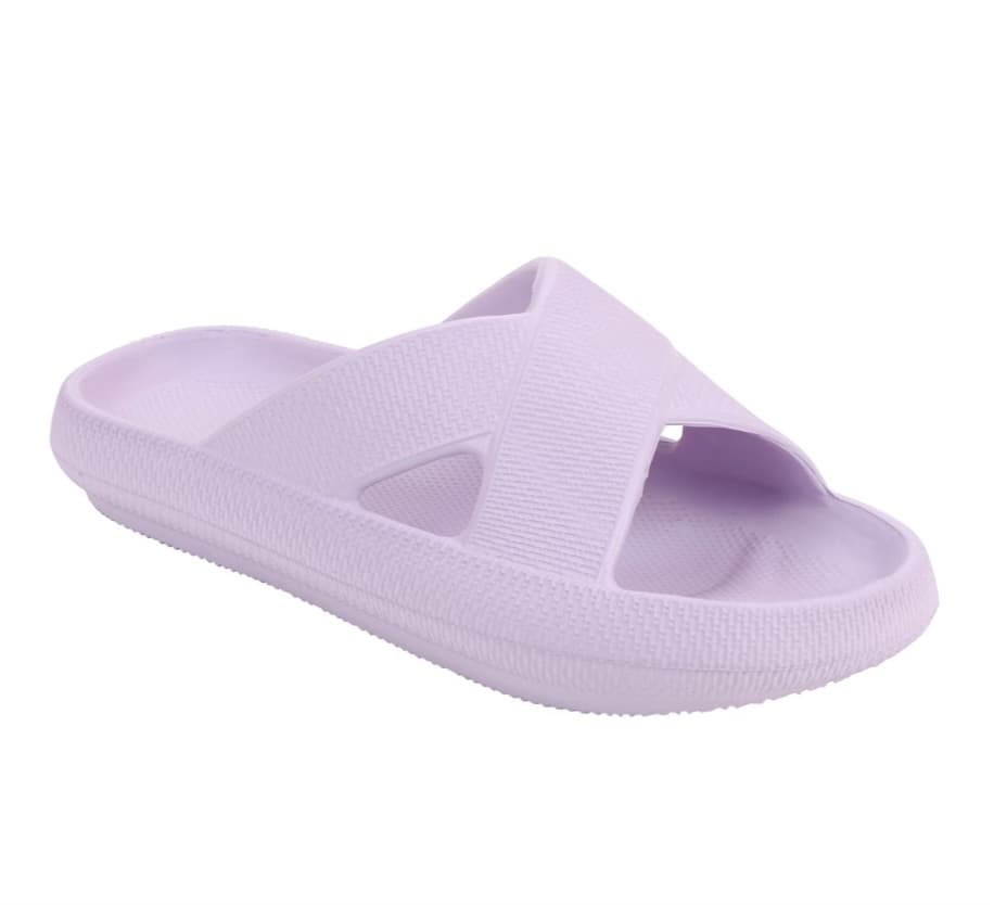 Cross Band Cloud Slide Sandals, Lavender (M-7/8)