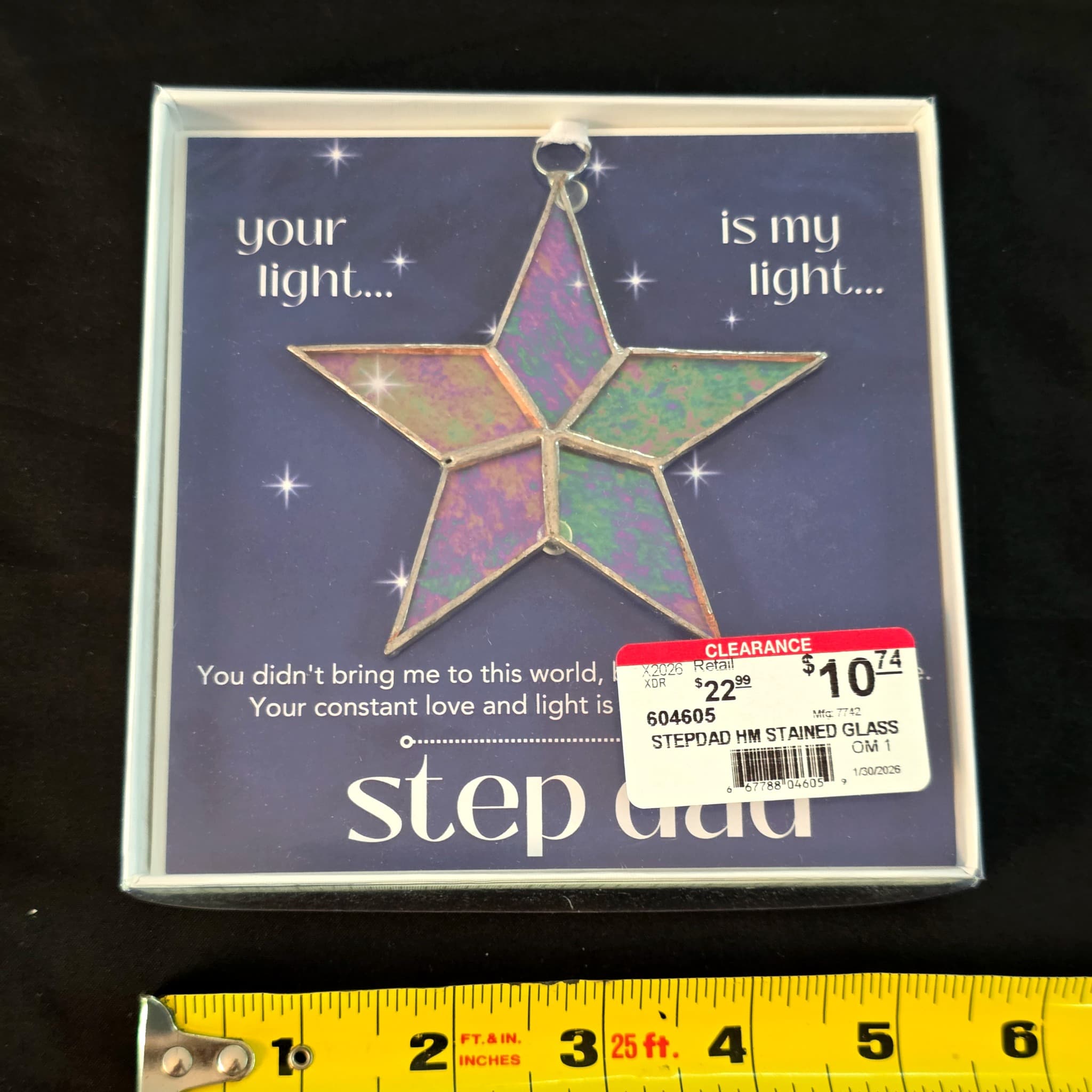 Step Dad Stained Glass Star Ornament, New in Box