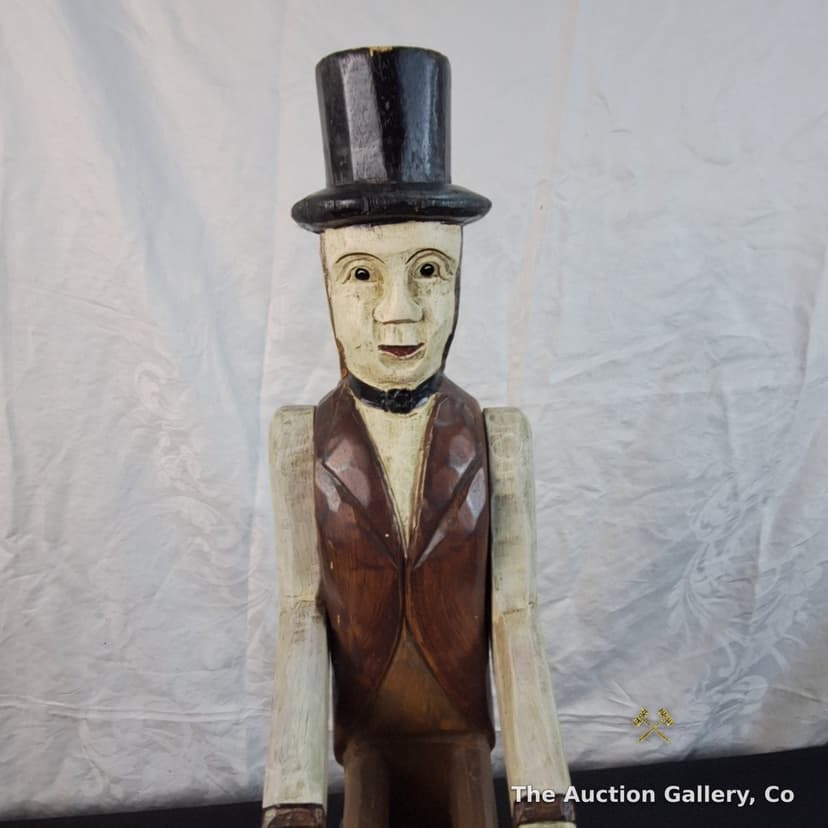Folk Art Carved Wood Gentleman on Tricycle Figure, 24" β photo 3