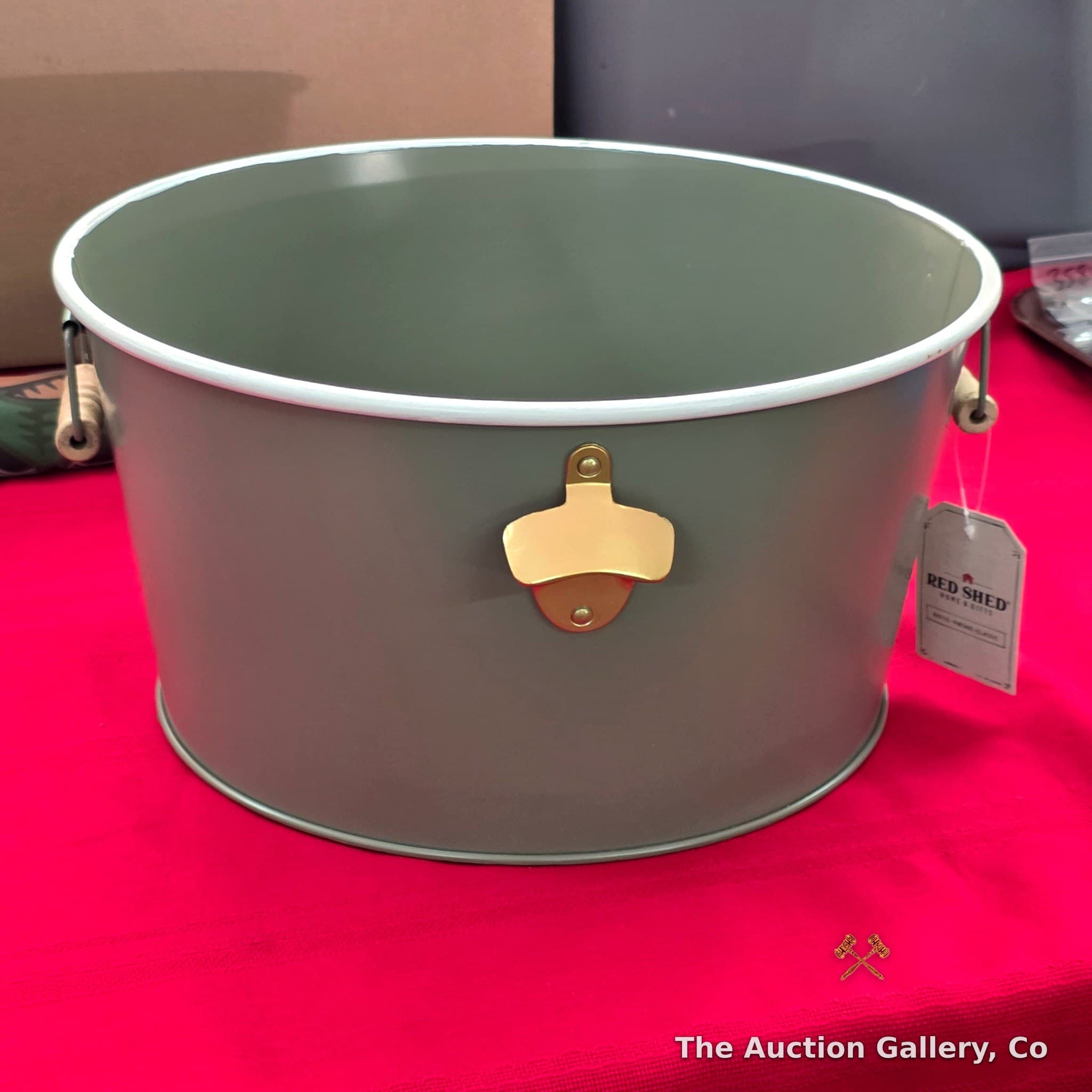 Red Shed Metal Ice Bucket with Bottle Opener, 16" x 8"