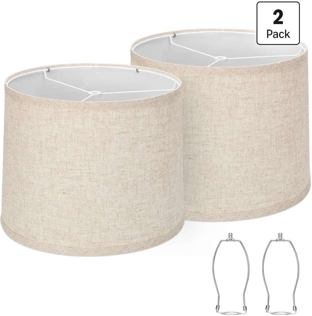 2 Pack Fabric Lamp Shades (Beige)