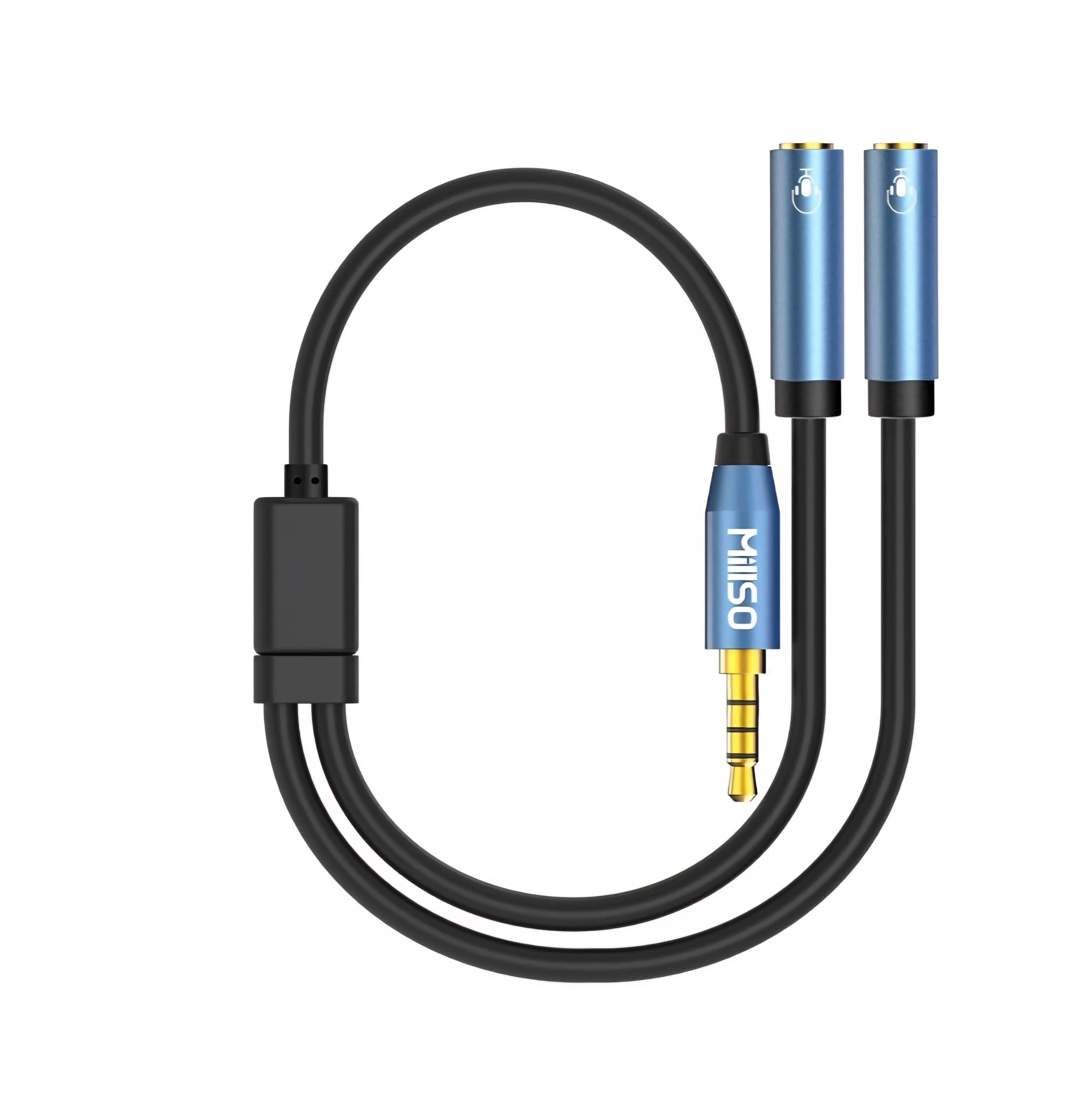 Headset Splitter for 2 TRRS Headphones or Mics - 3.5mm Jack Adapter TRRS 4-Pole Splitter Male to 2 Dual Female Adapter