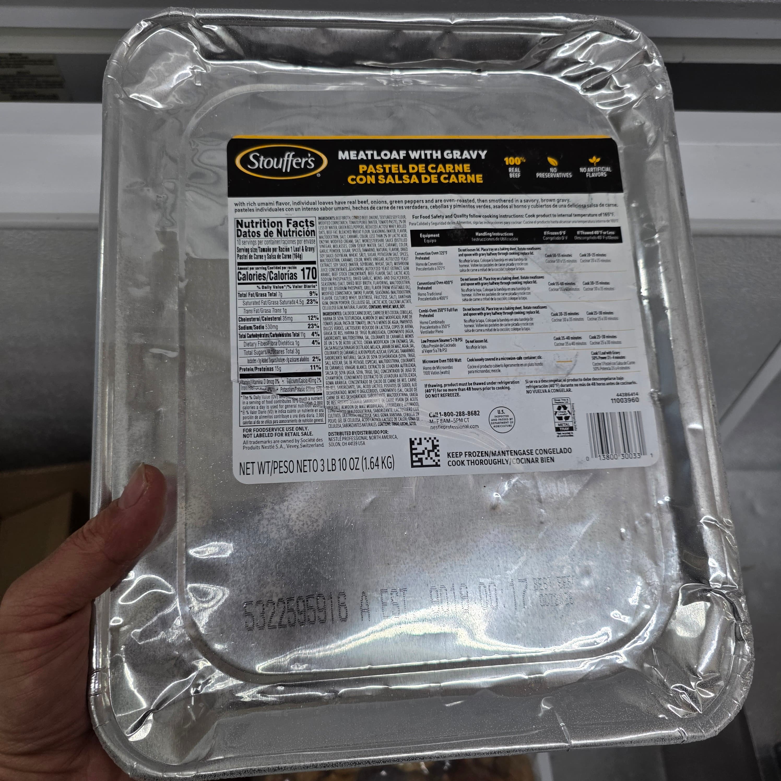3lb, 10oz Stouffer's Meatloaf with Gravy