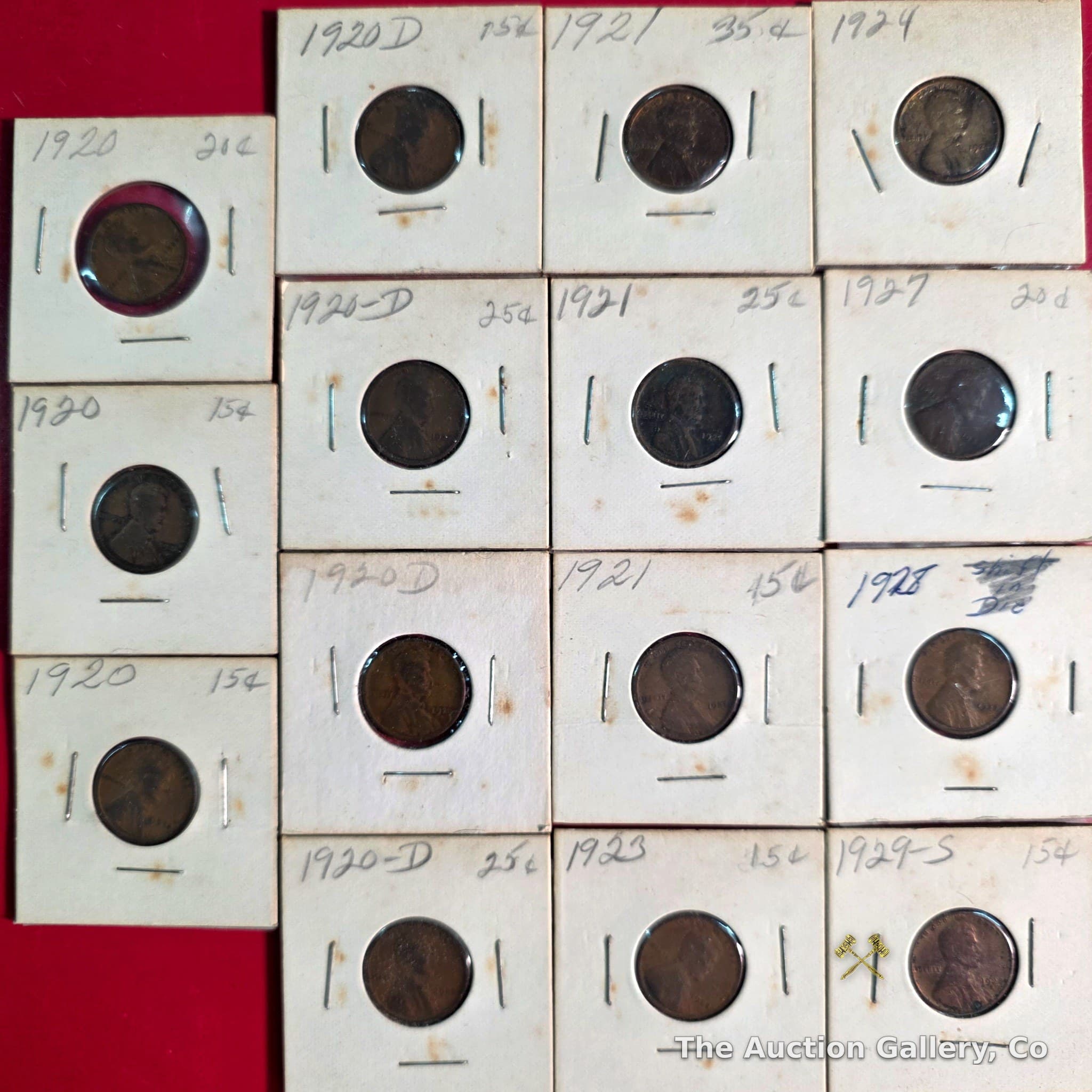 Lincoln Wheat Cents, Lot of 15 (1920โ1929)