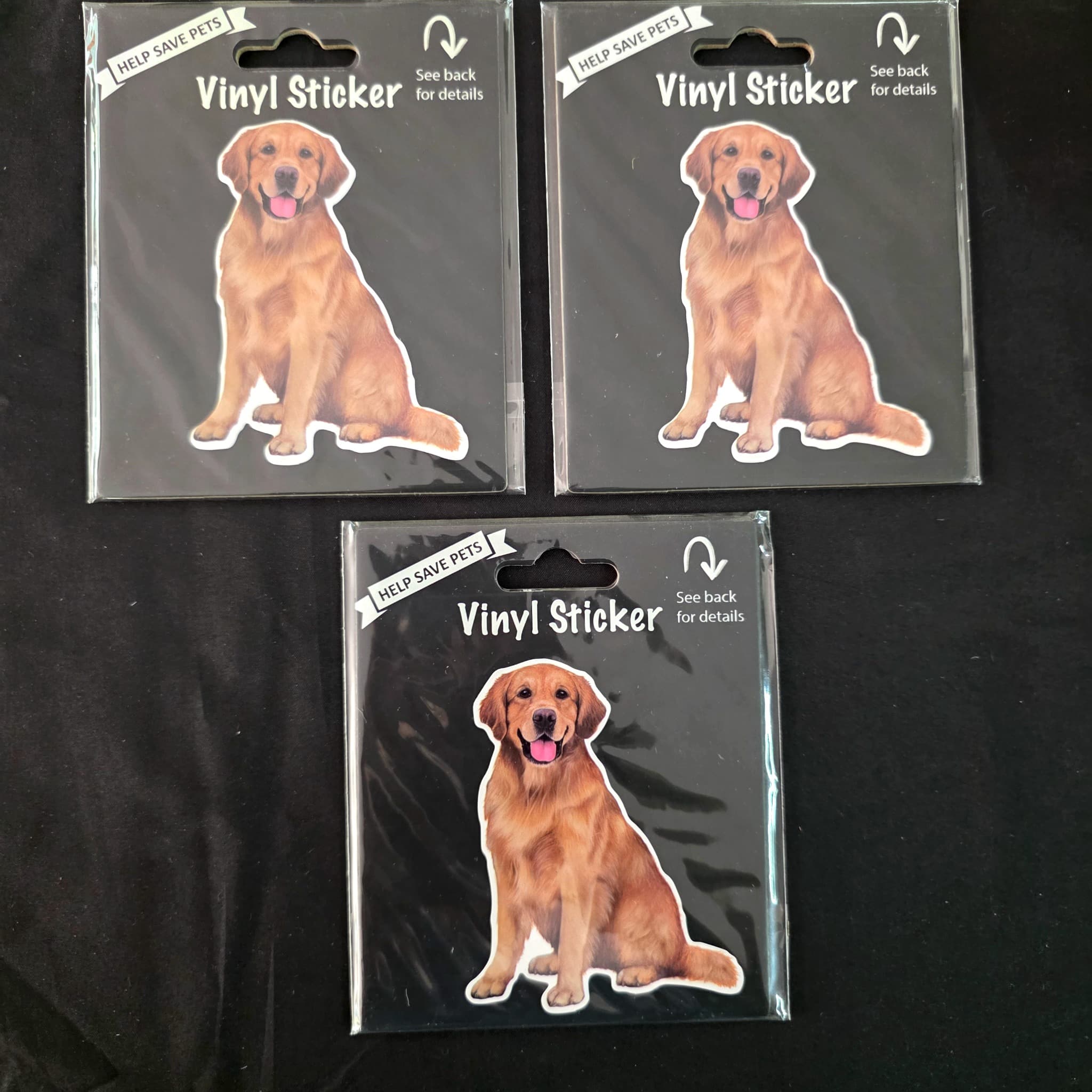 Golden Retriever Vinyl Stickers, Set of 3, Brand New