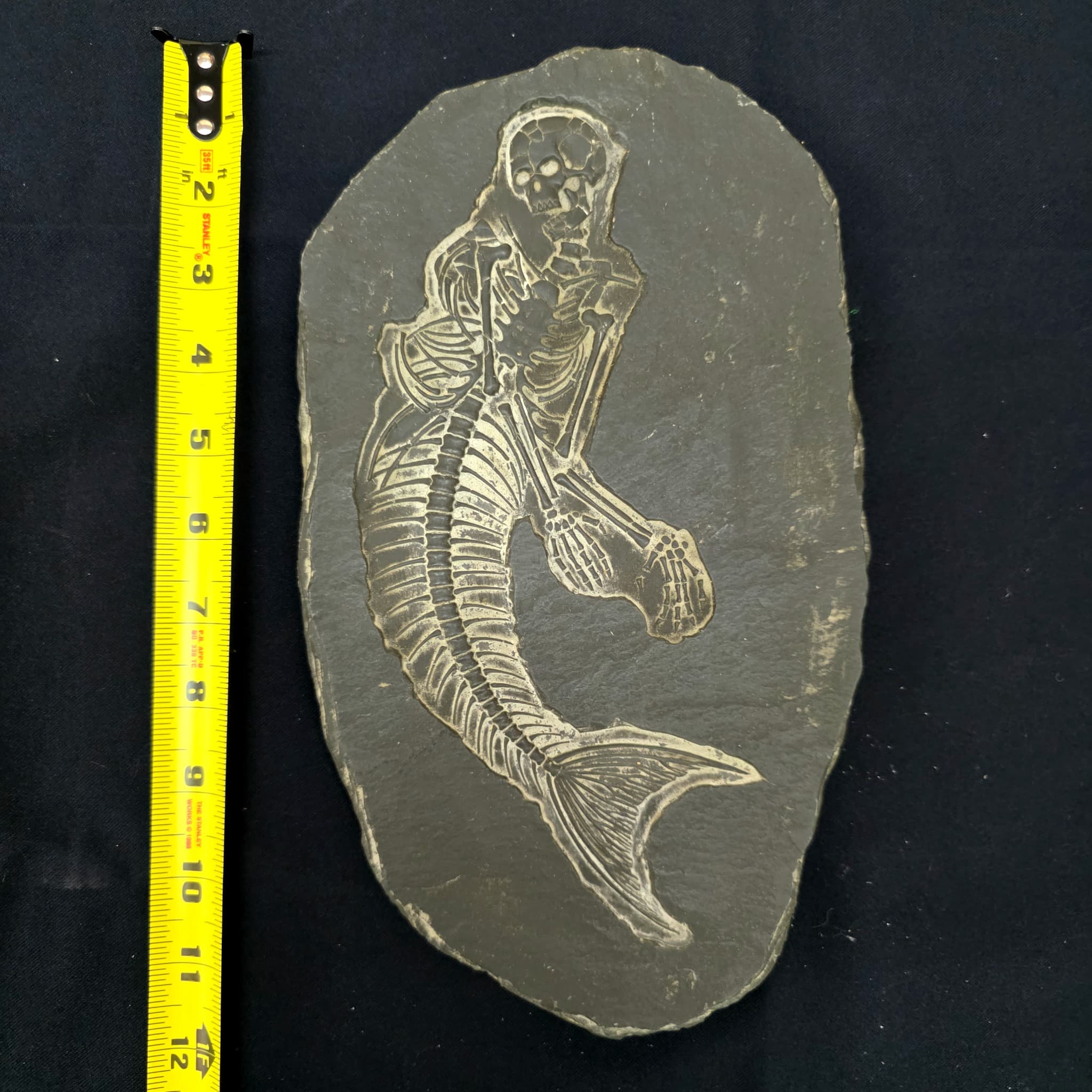 Half Man Half Fish Chimera Carved Fossil Replica, 12 inches