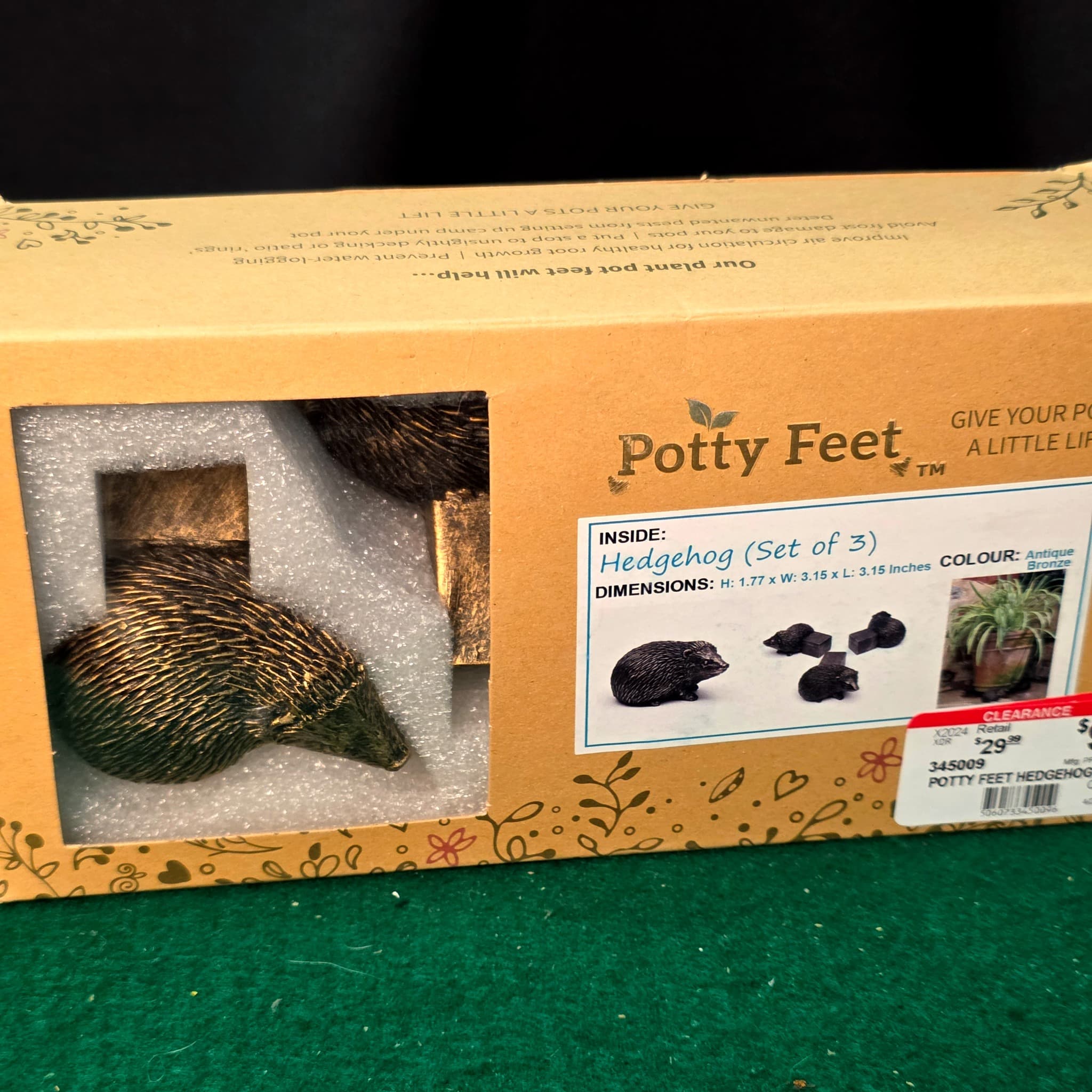 Potty Feet Antique Bronze Hedgehog Pot Feet, Set of 3