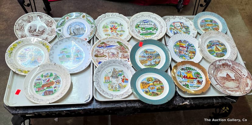 Vintage State & Travel Souvenir Collector Plates, Lot of 17