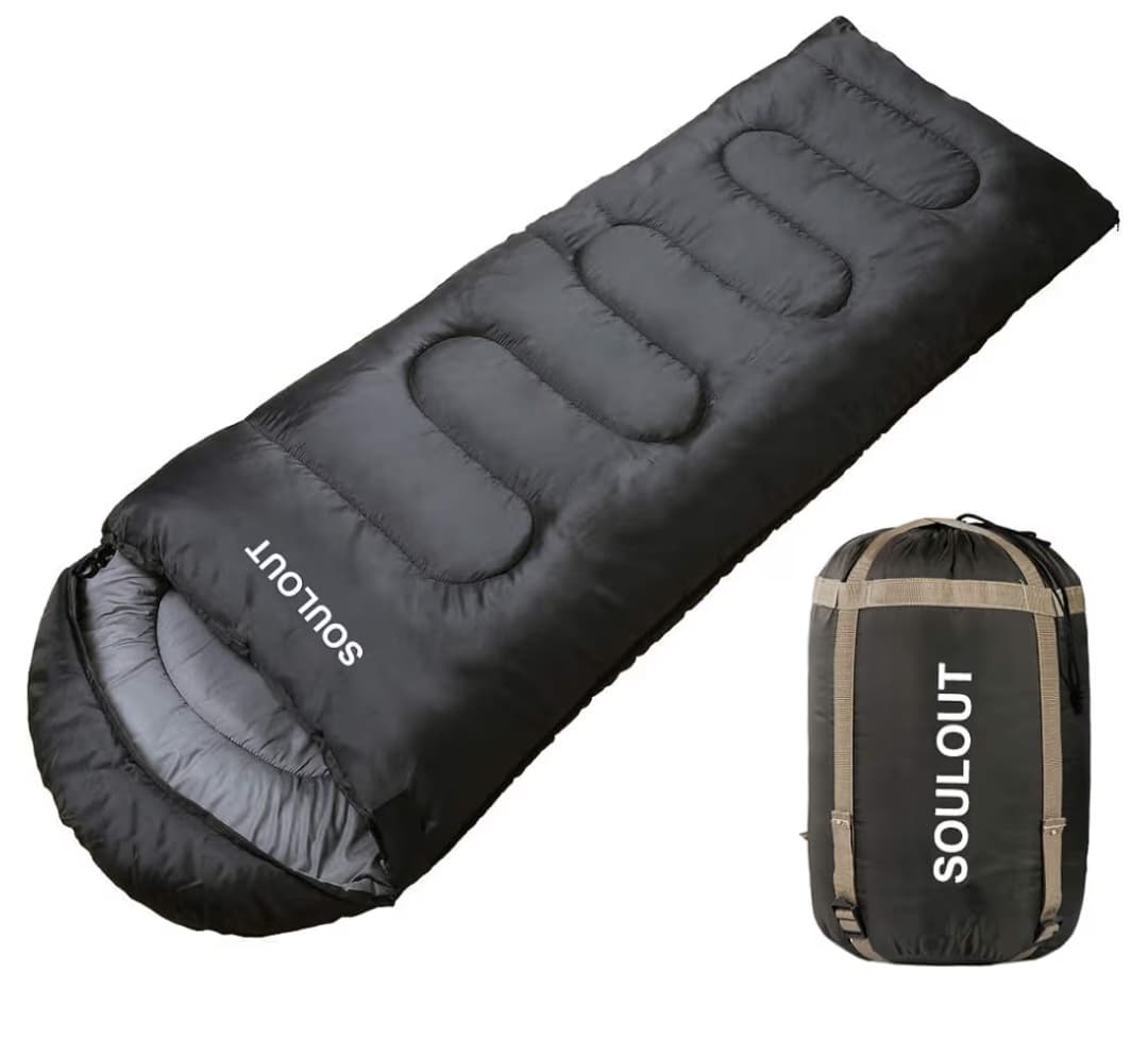 Water Resistant Sleeping Bag - Drawstring Hood - Double Slide Zipper - 32°-77°