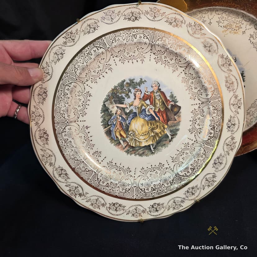 Vintage Rococo Courting Scene Plates & Bowl, Set of 3 โ photo 2