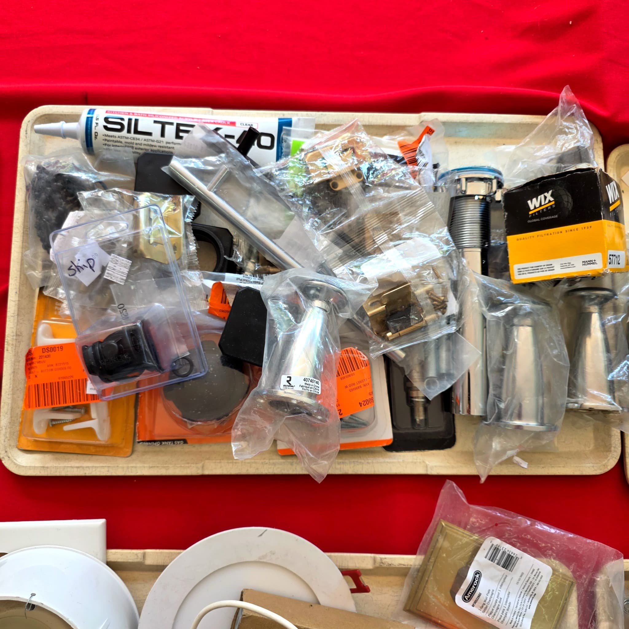 Tray Lot: Hardware & Plumbing Supplies Mix