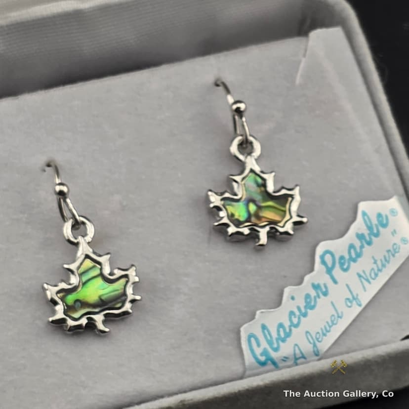 Glacier Pearle Sterling Silver Abalone Maple Leaf Drop Earrings β photo 2