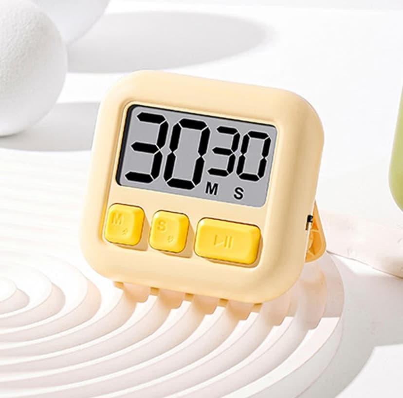 Cooking Timers for Kitchen Magnetic Clear LCD Display Two-Way Countdown (Yellow)