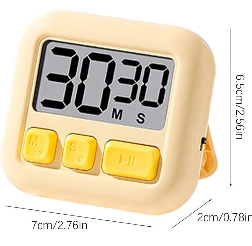 Cooking Timers for Kitchen Magnetic Clear LCD Display Two-Way Countdown (Yellow) โ photo 5