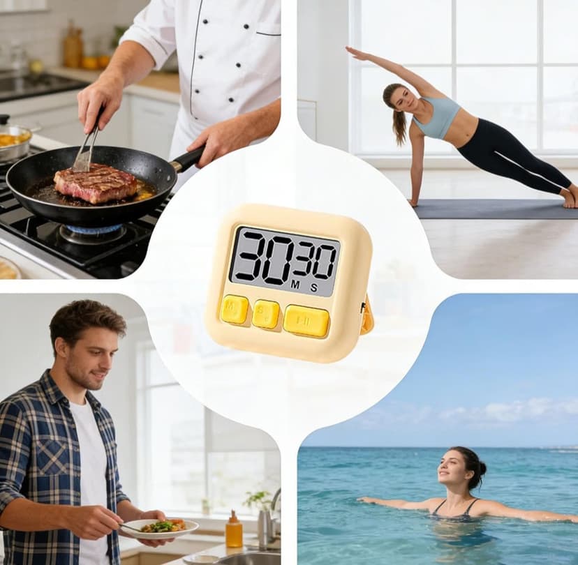 Cooking Timers for Kitchen Magnetic Clear LCD Display Two-Way Countdown (Yellow) โ photo 4