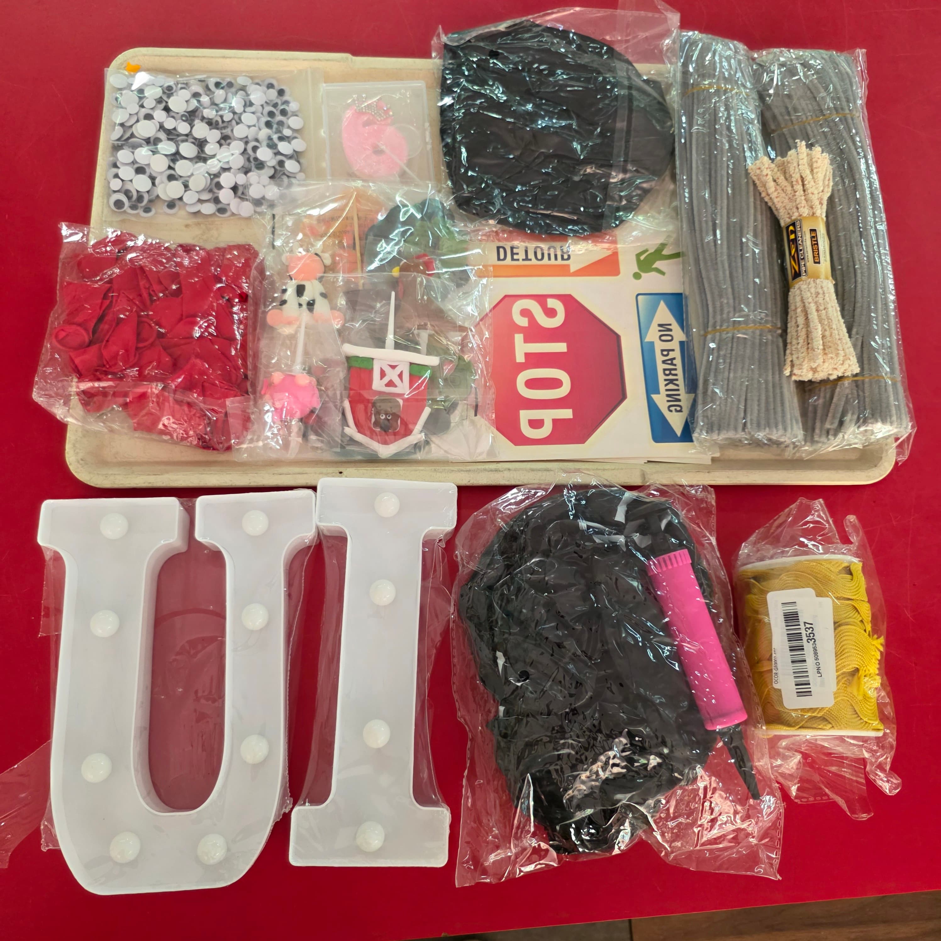 Craft & Party Supply Mixed Lot โ Light-Up Letters, Balloons, Googly Eyes & More