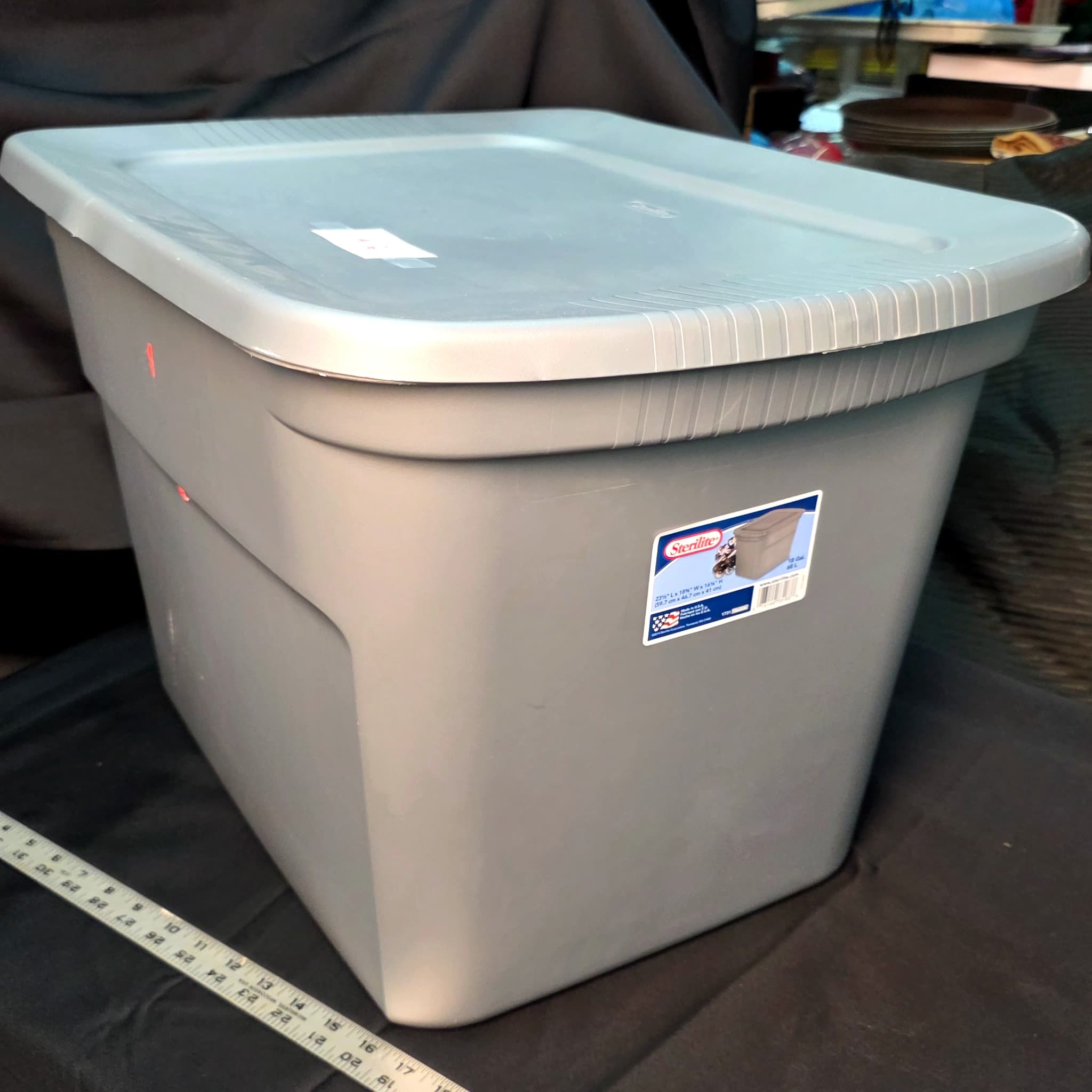 Sterilite Large Storage Tote with Lid, Gray