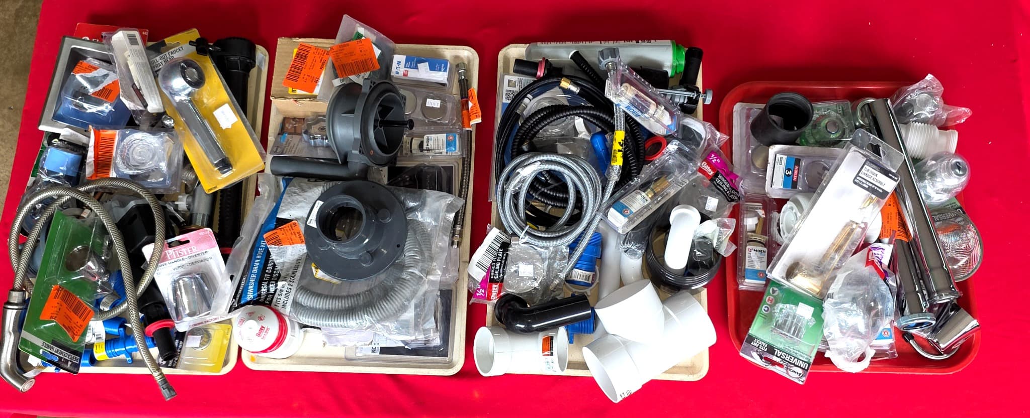 Large Lot of New Plumbing Hardware, 4 Trays