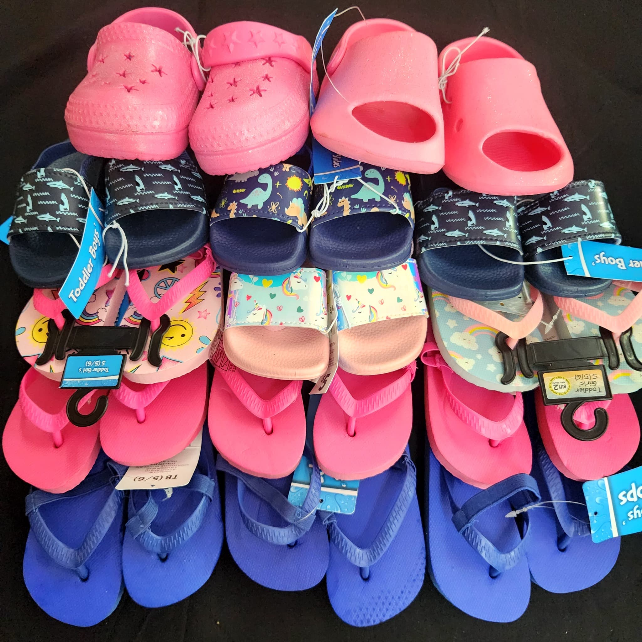 Toddler Sandals & Flip Flops, 14 Pair, Size 5/6, New