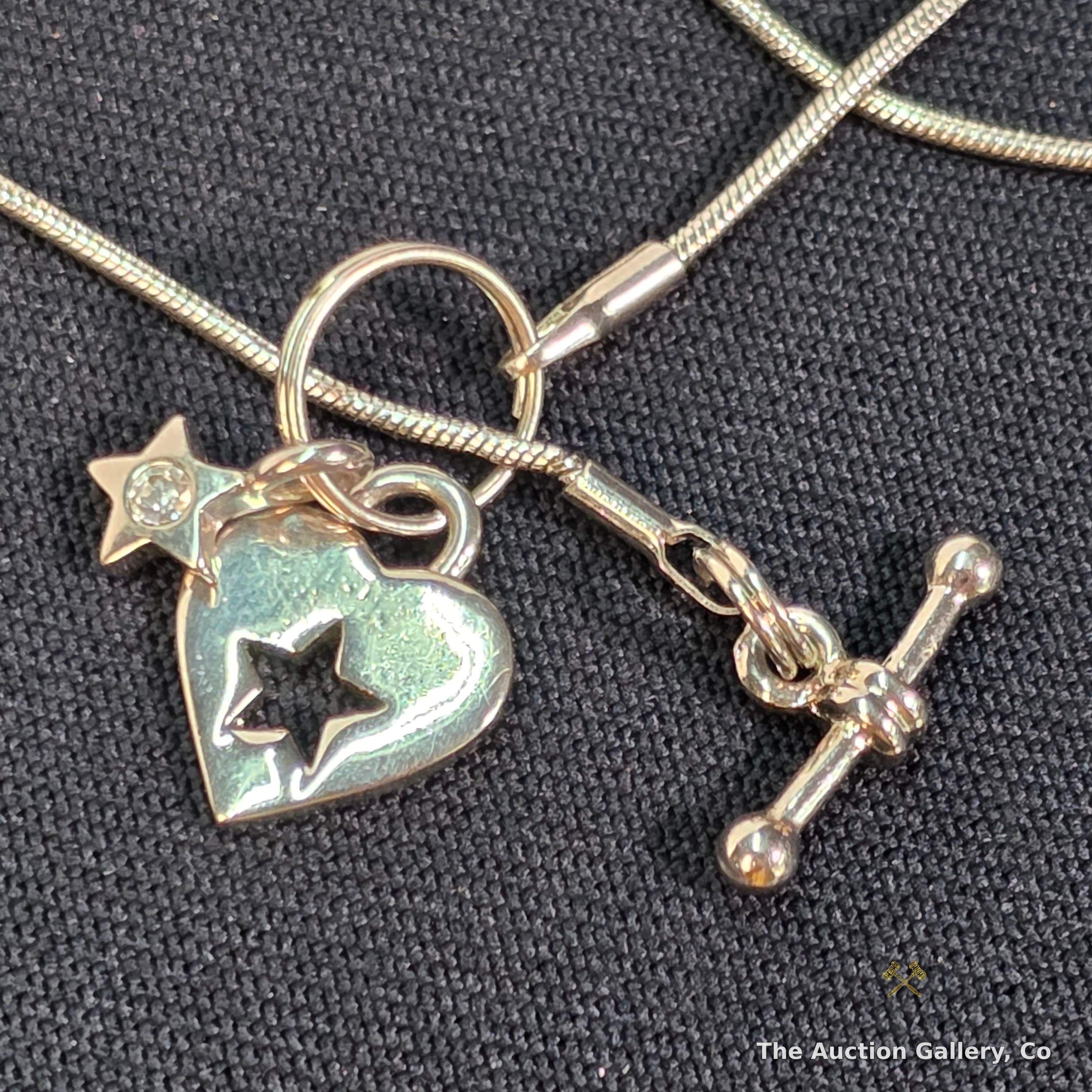 Silver-Tone Heart & Star Charm Toggle Necklace, 15.5"