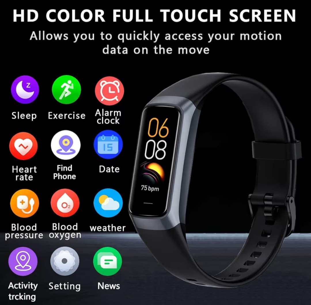 Smart Watch Fitness Tracker - Track Health 24/7 - IP68 Waterproof