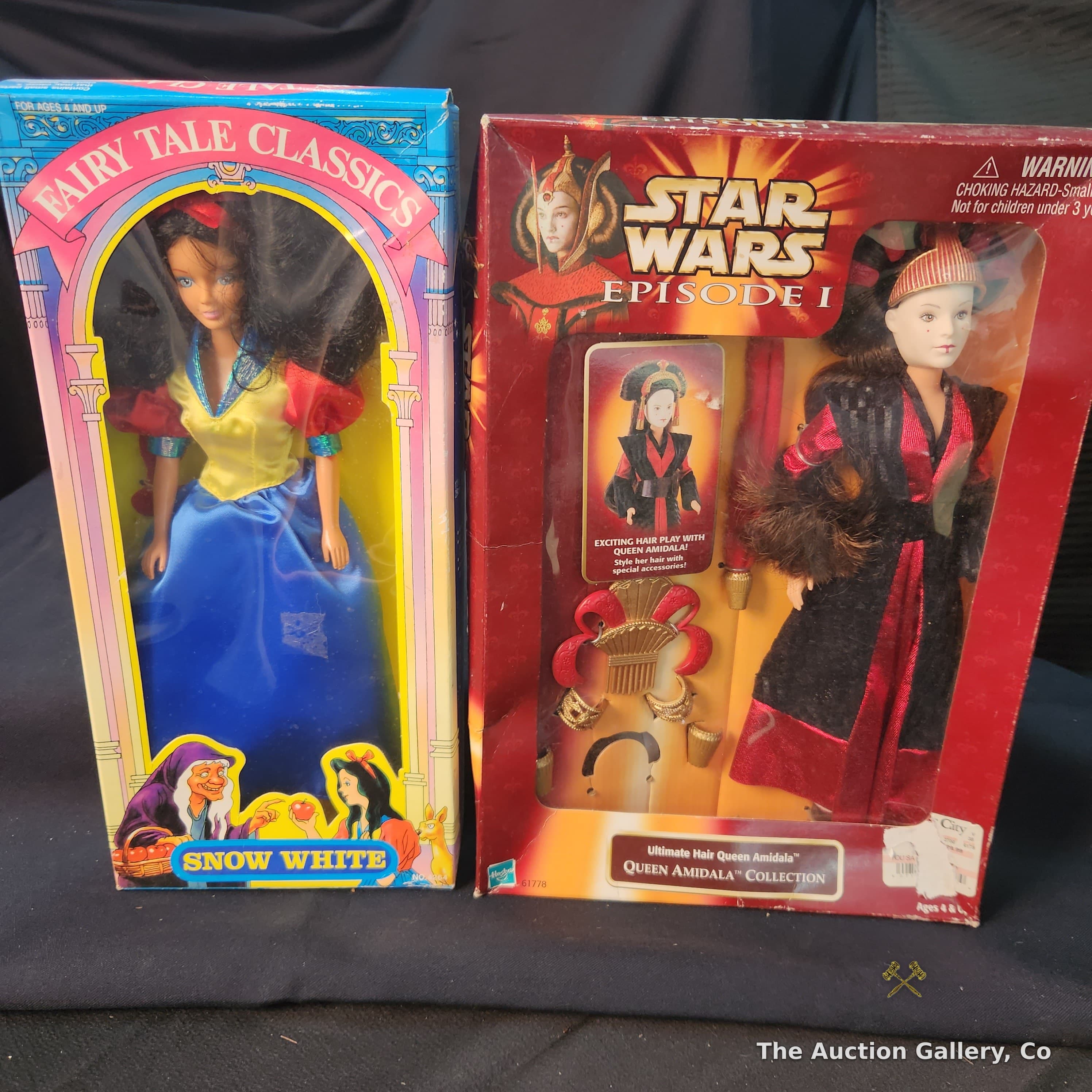Vintage Fairy Tale Classics Snow White & Star Wars Queen Amidala Dolls, Lot of 2