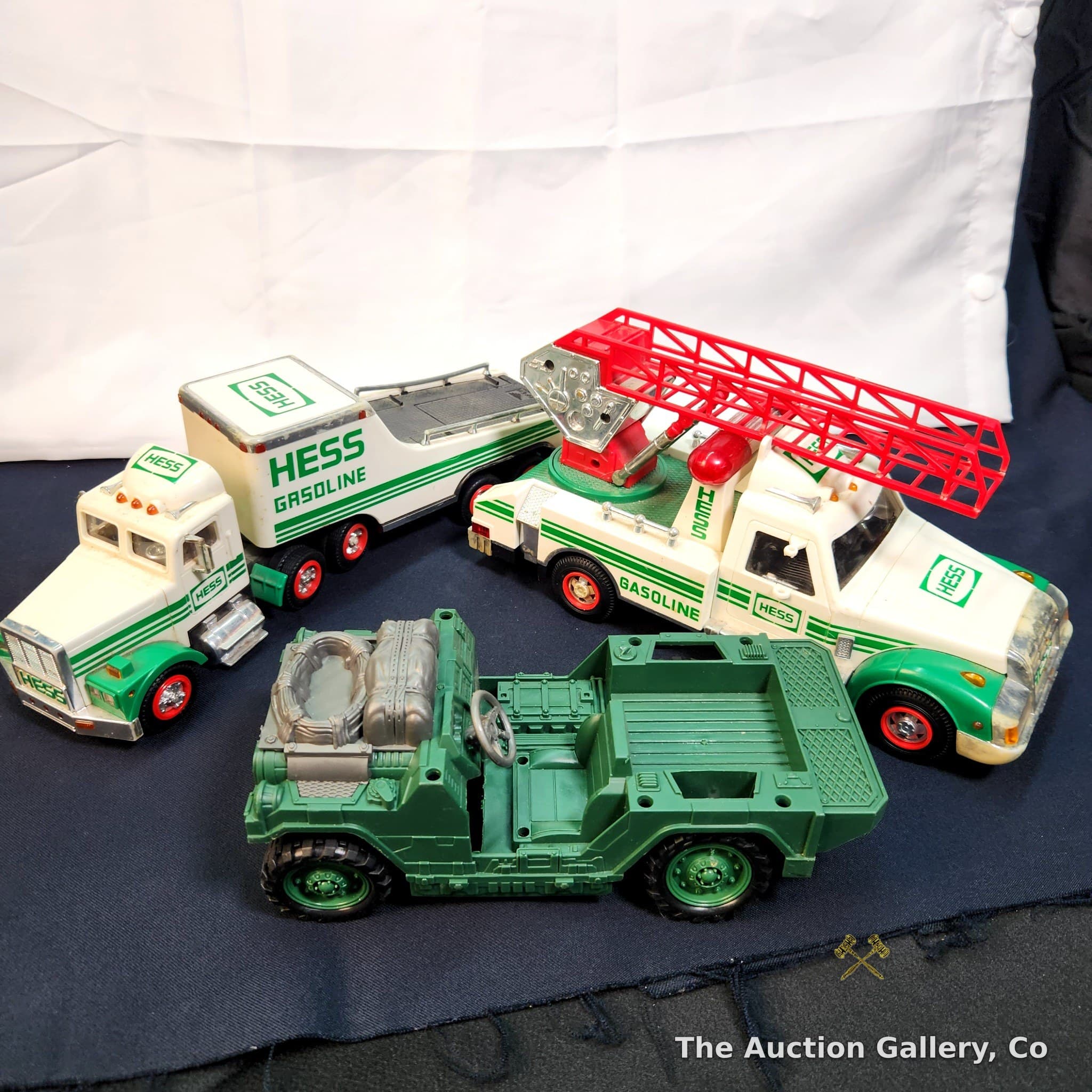 Hess Gasoline Toy Trucks & Military Jeep, Lot of 3