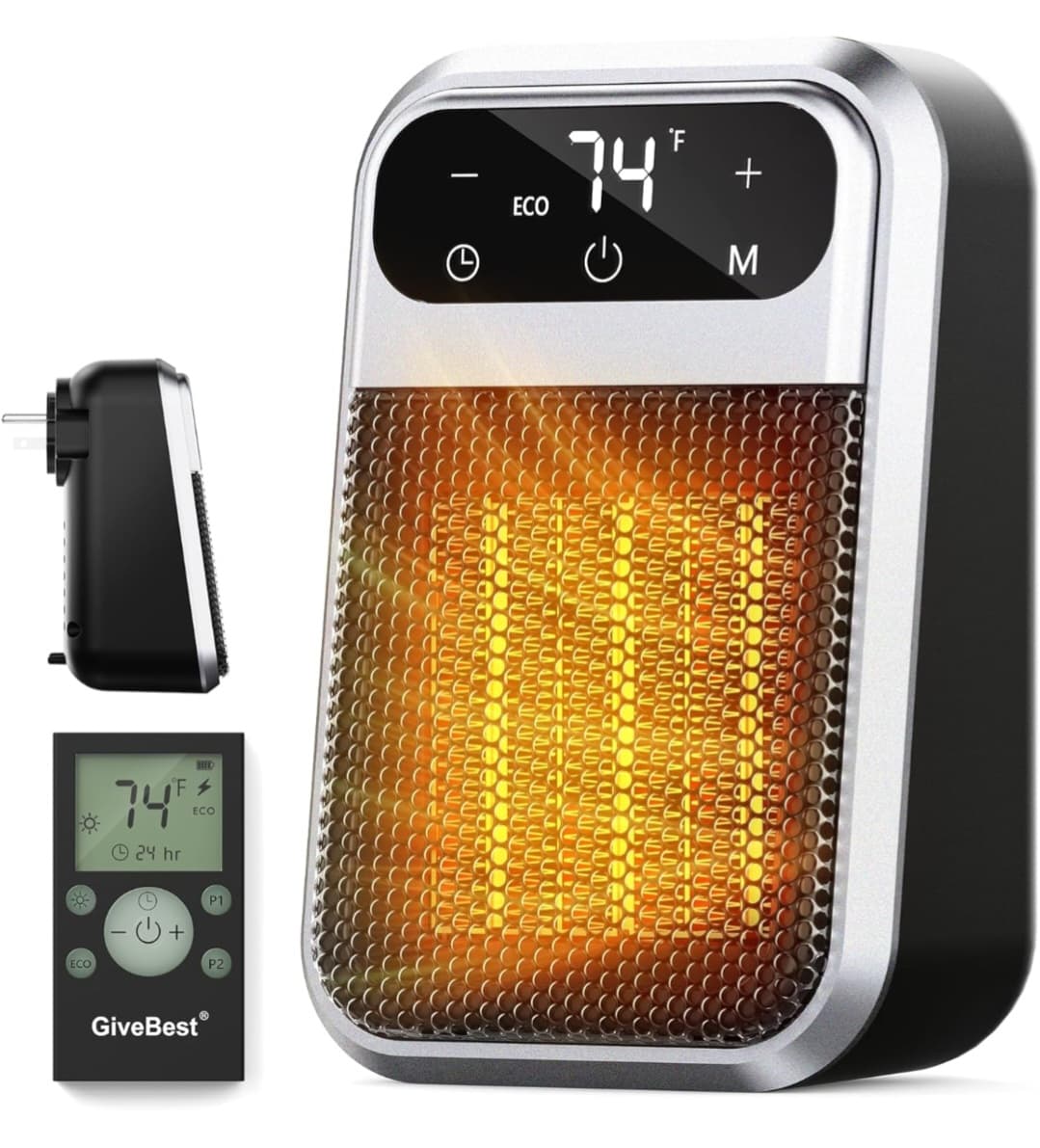 800W Wall Heater & Remote - Rotating Plug