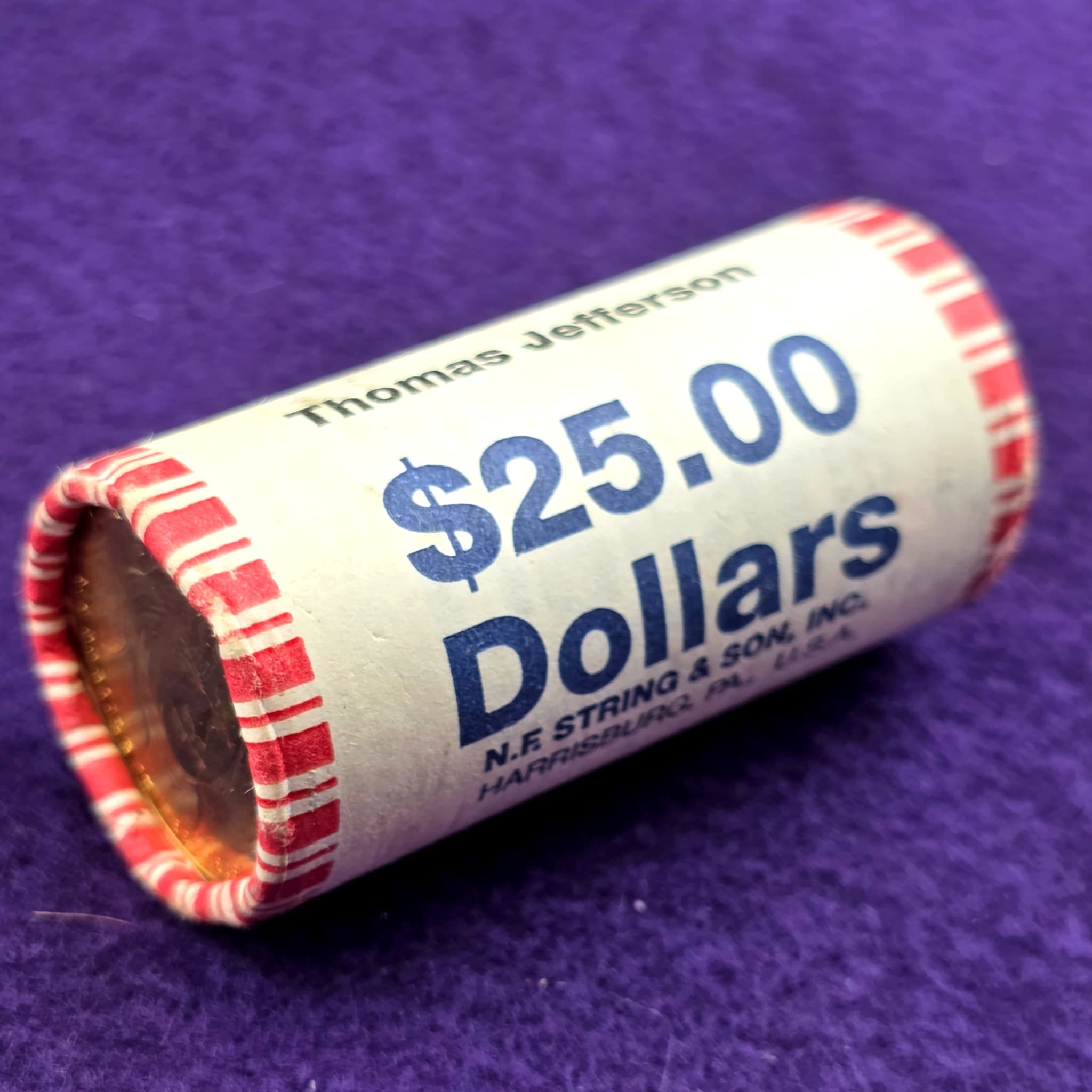 Thomas Jefferson Dollar Coin Roll, $25 Face Value