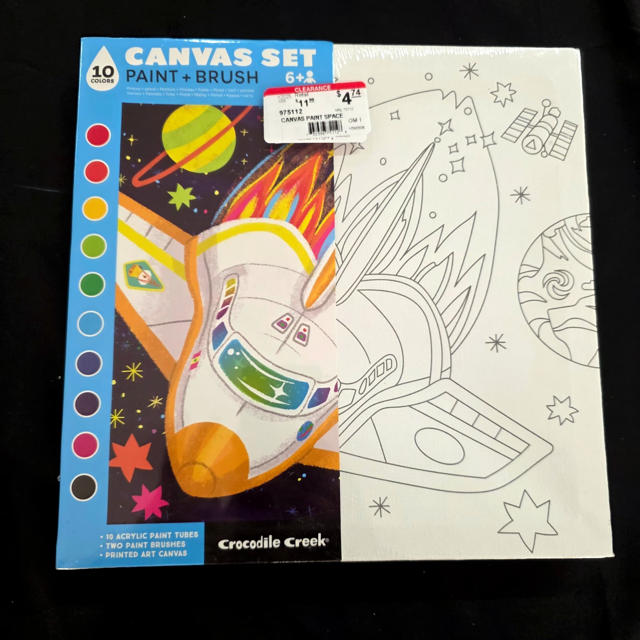 Crocodile Creek Space Canvas Paint Set, Brand New
