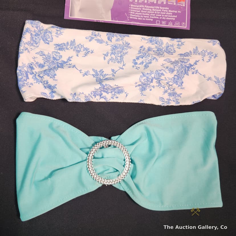 Chair Cover & Spandex Chair Band Lot โ Green Covers, Teal & Floral Bands โ photo 4