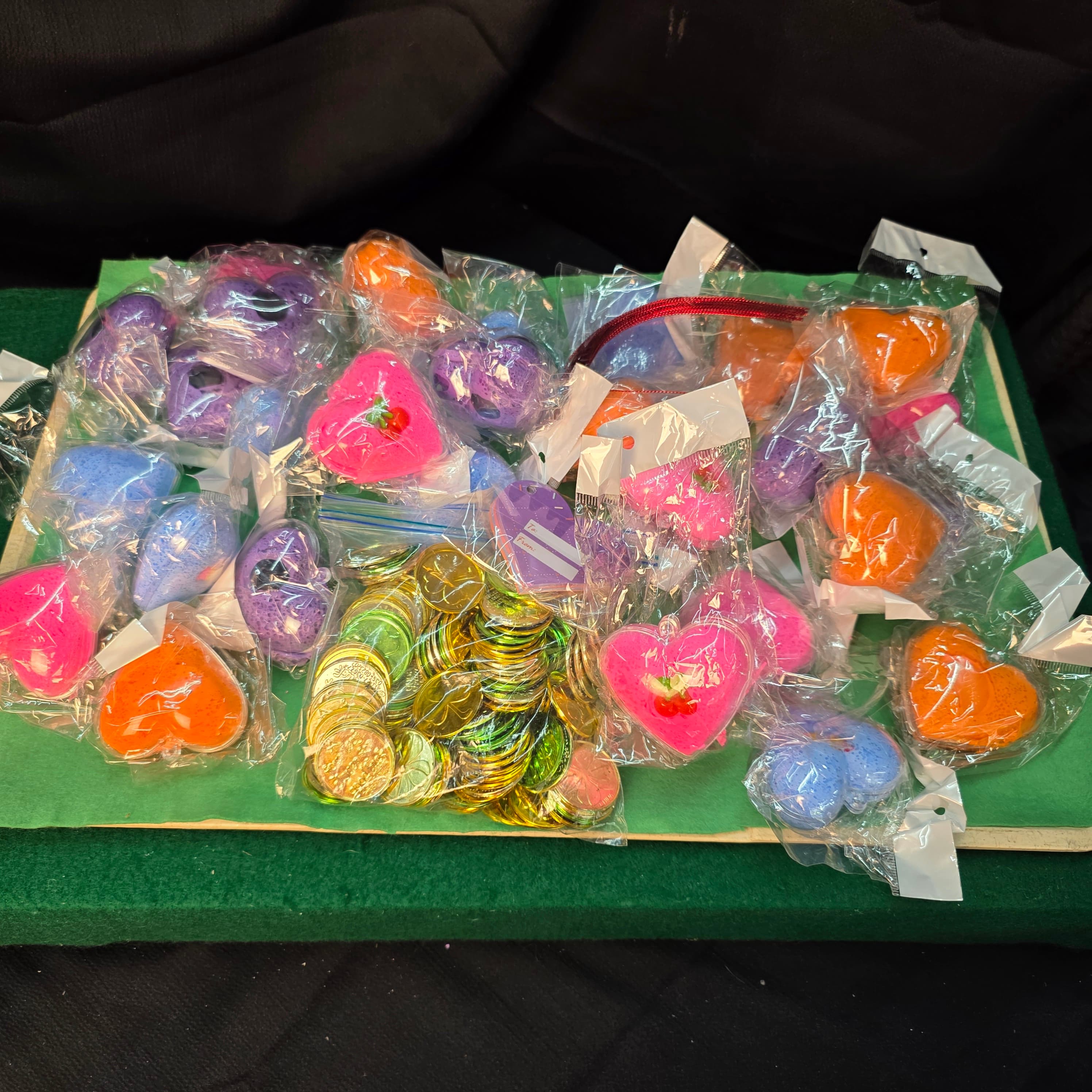 Heart Craft Trinket Lot with Gift Tags, Ties & Lucky Coins