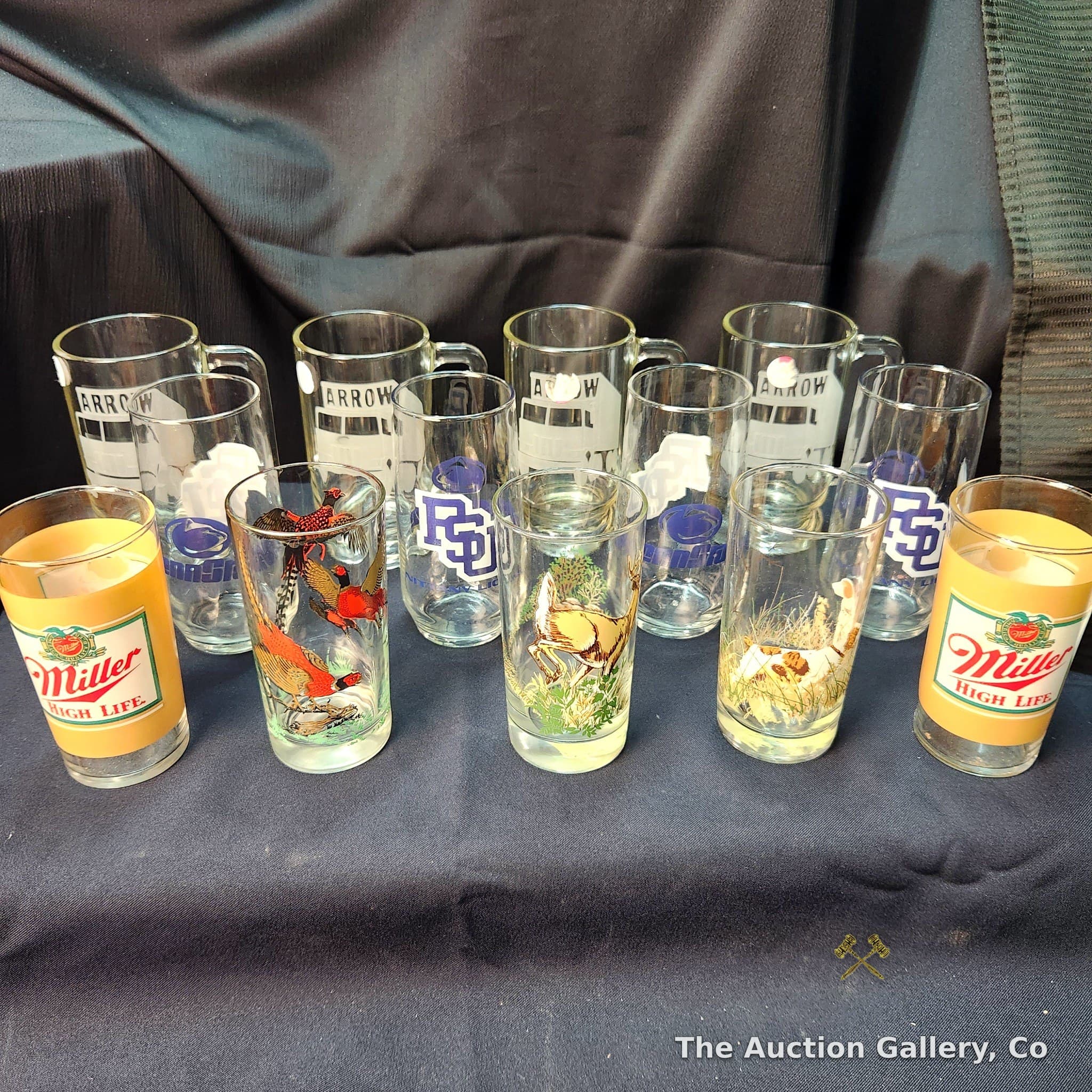 Mixed Lot of 13 Vintage Beer & Novelty Glasses