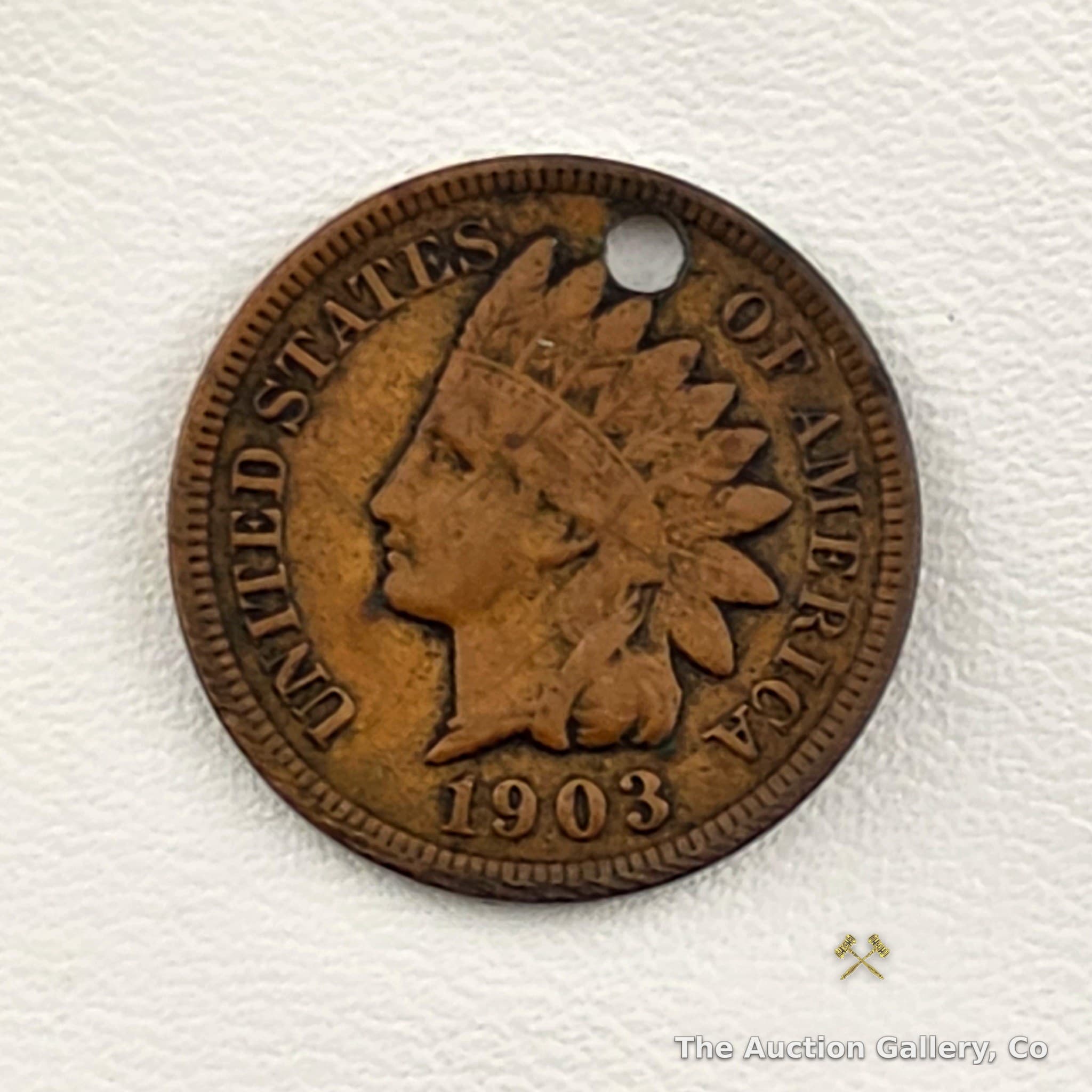 1903 Indian Head Cent, Holed โ Philadelphia