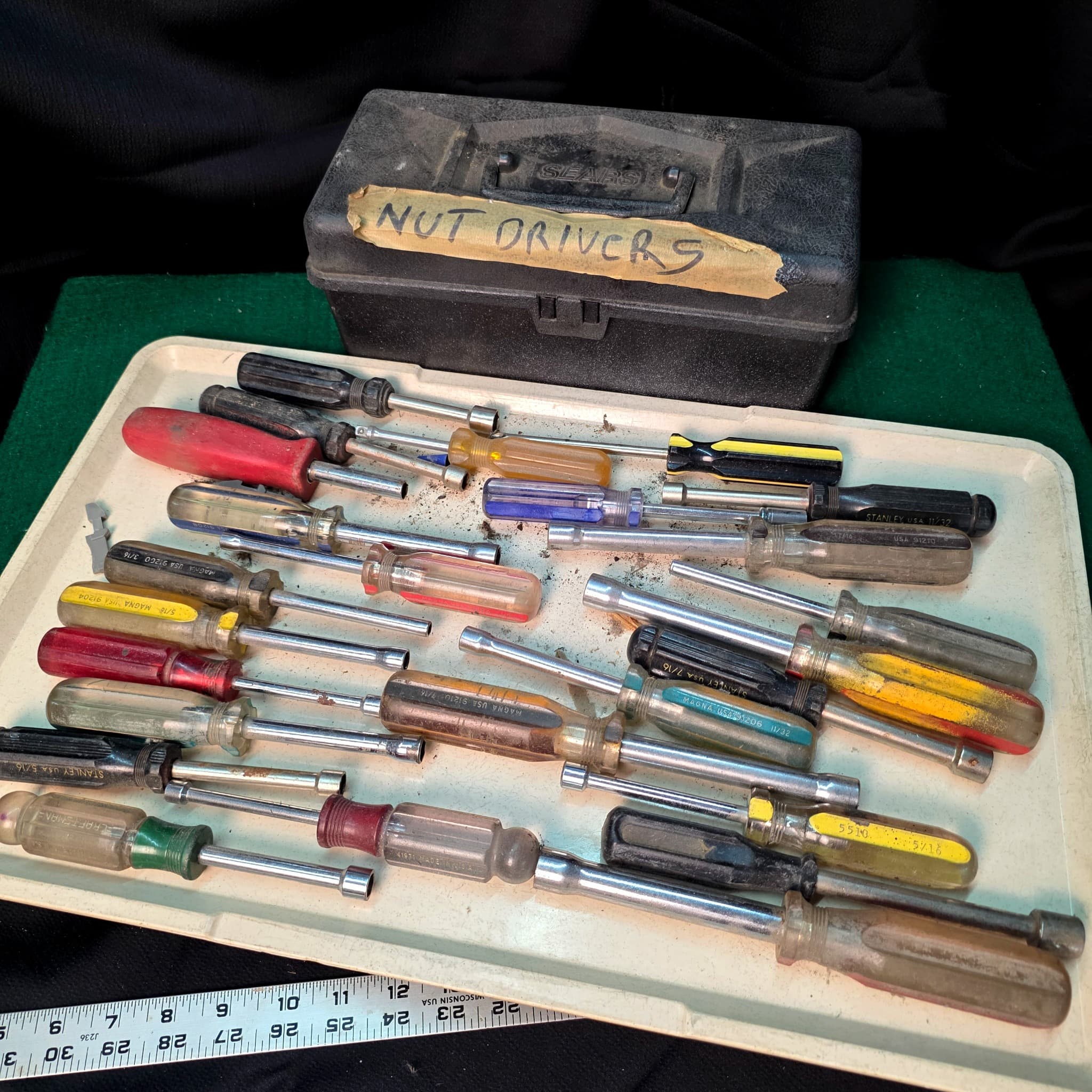 Mixed Lot of Nut Drivers, Stanley, Craftsman, Magna & More with Sears Box
