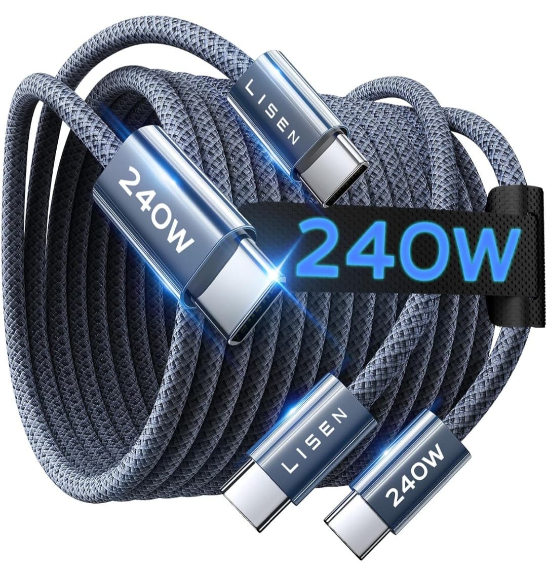 USB-C to USB-C Charger Cord - 6.6ft (2 Pack)