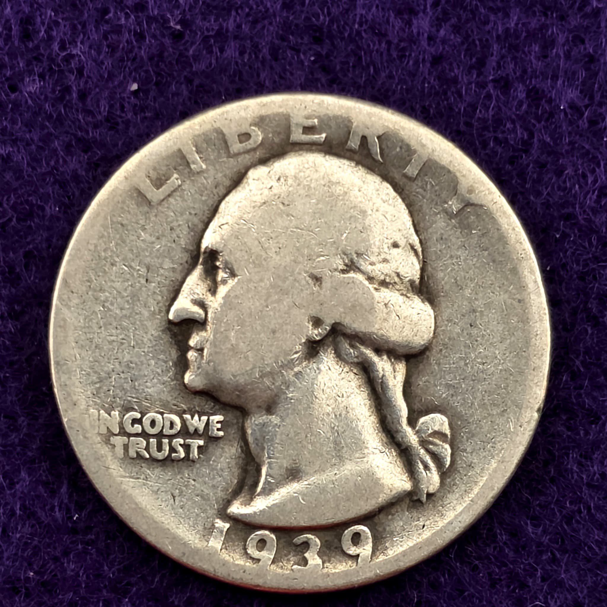 1939 Washington Quarter, 90% Silver