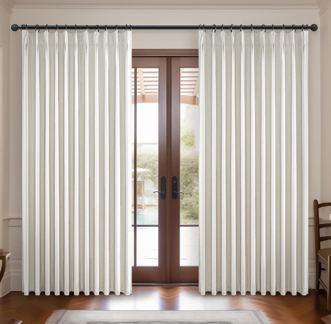 Extra Wide Pleated Black Out Curtains - 60W x 82L (Birch)