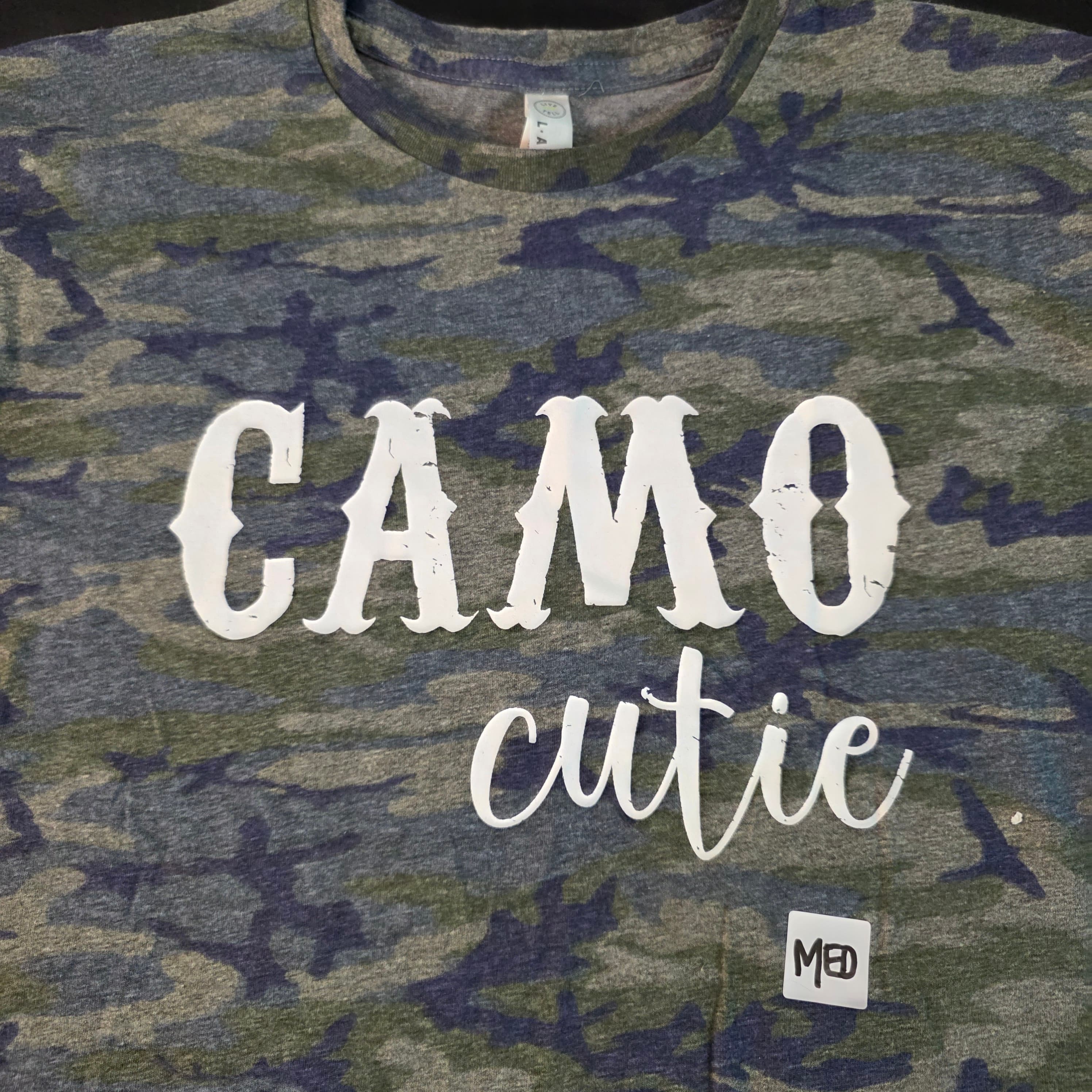 Camo Cutie Graphic Tee, Size Medium