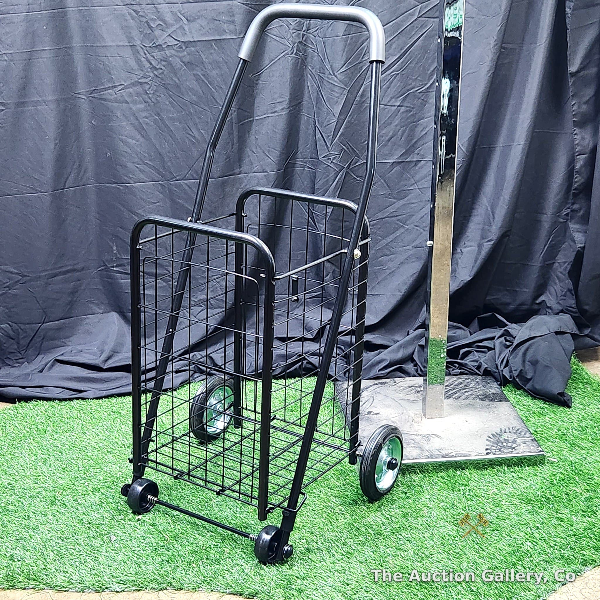 Folding Wire Shopping Cart, Black, New