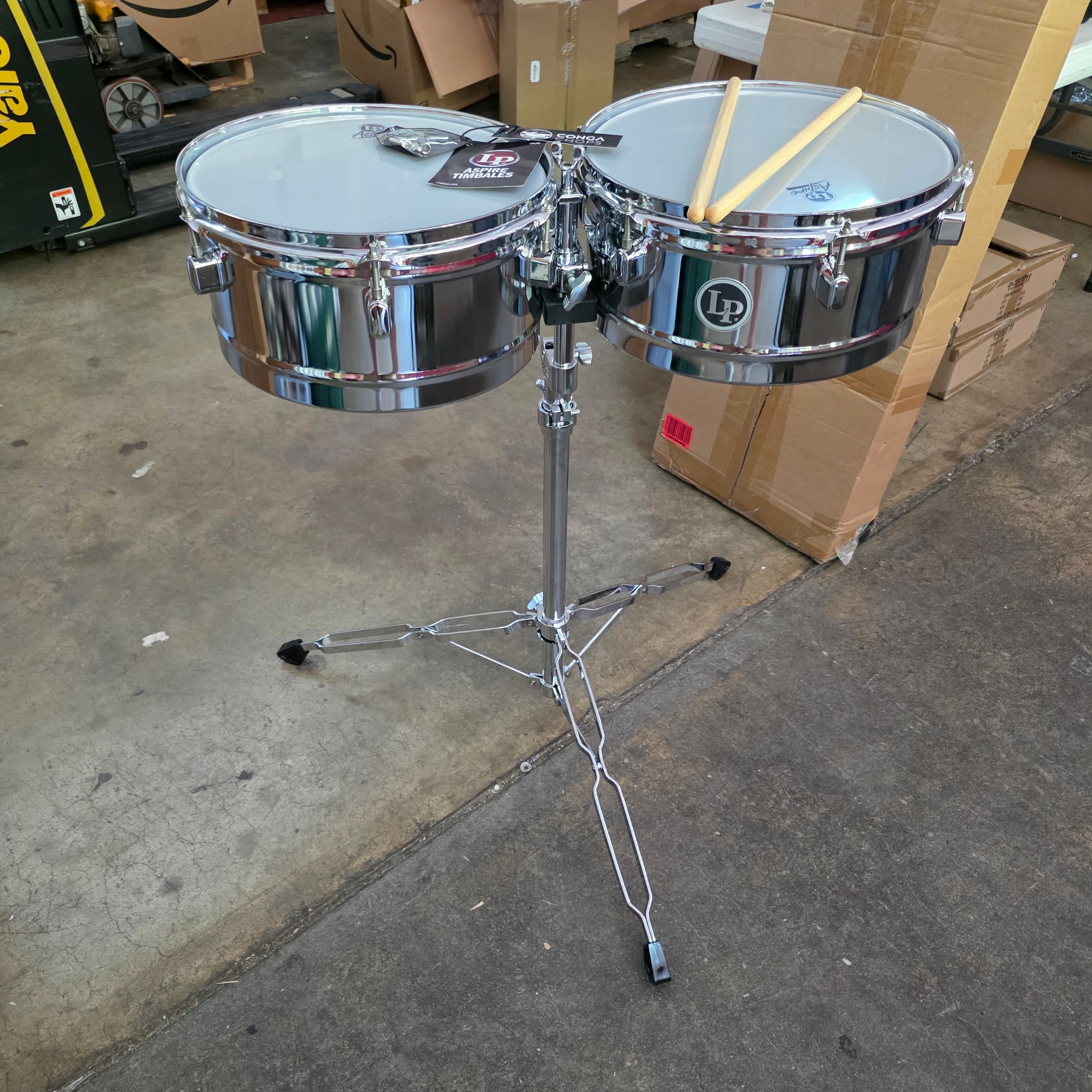 Latin Percussion LPA256 Aspire Series 13" & 14" Timbale Set, Stand & Sticks