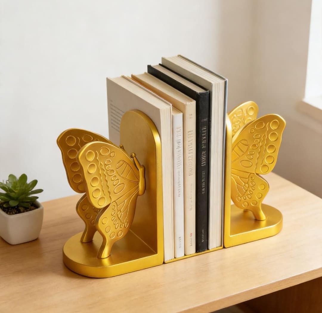 Gold Butterfly Bookends