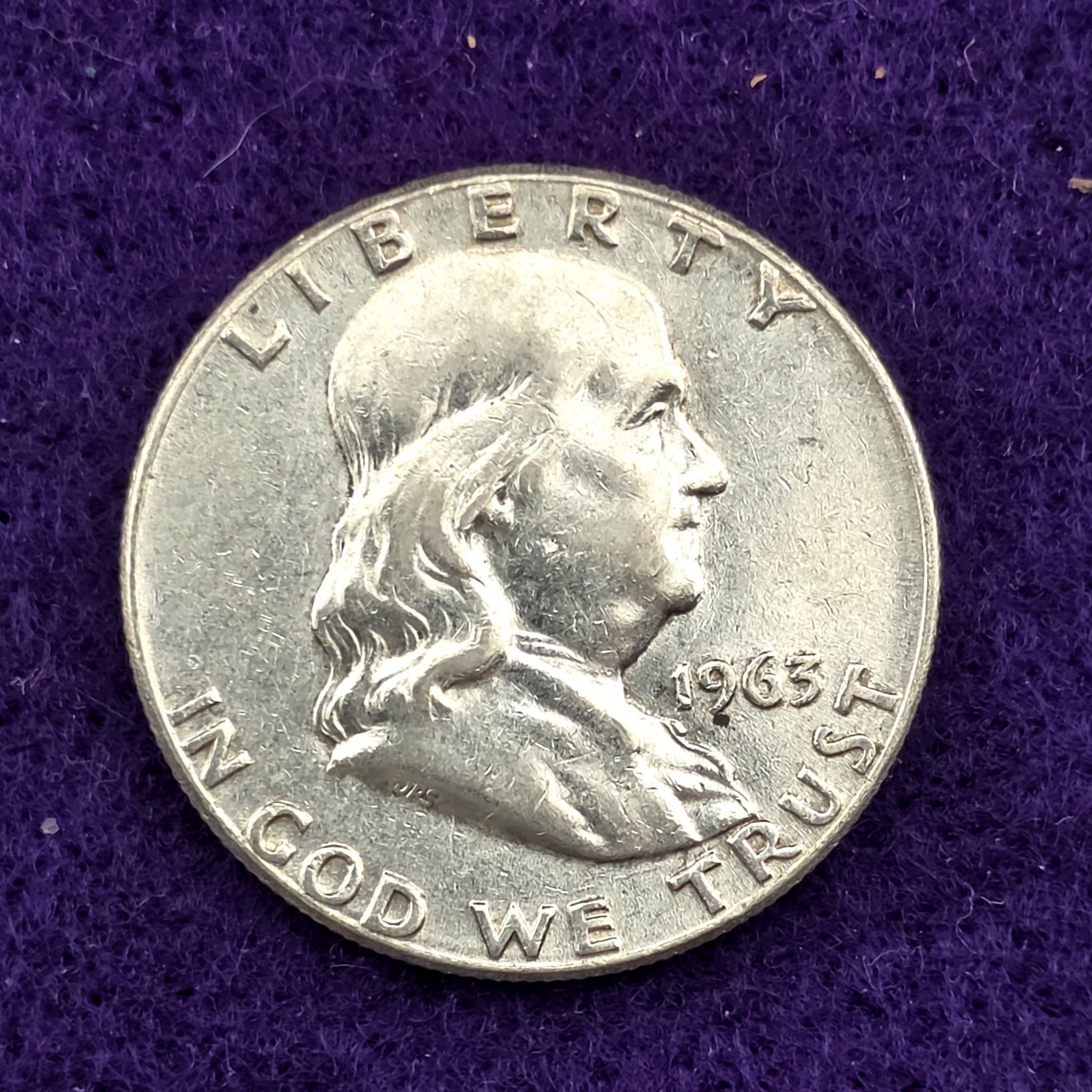 1963 Franklin Half Dollar, 90% Silver