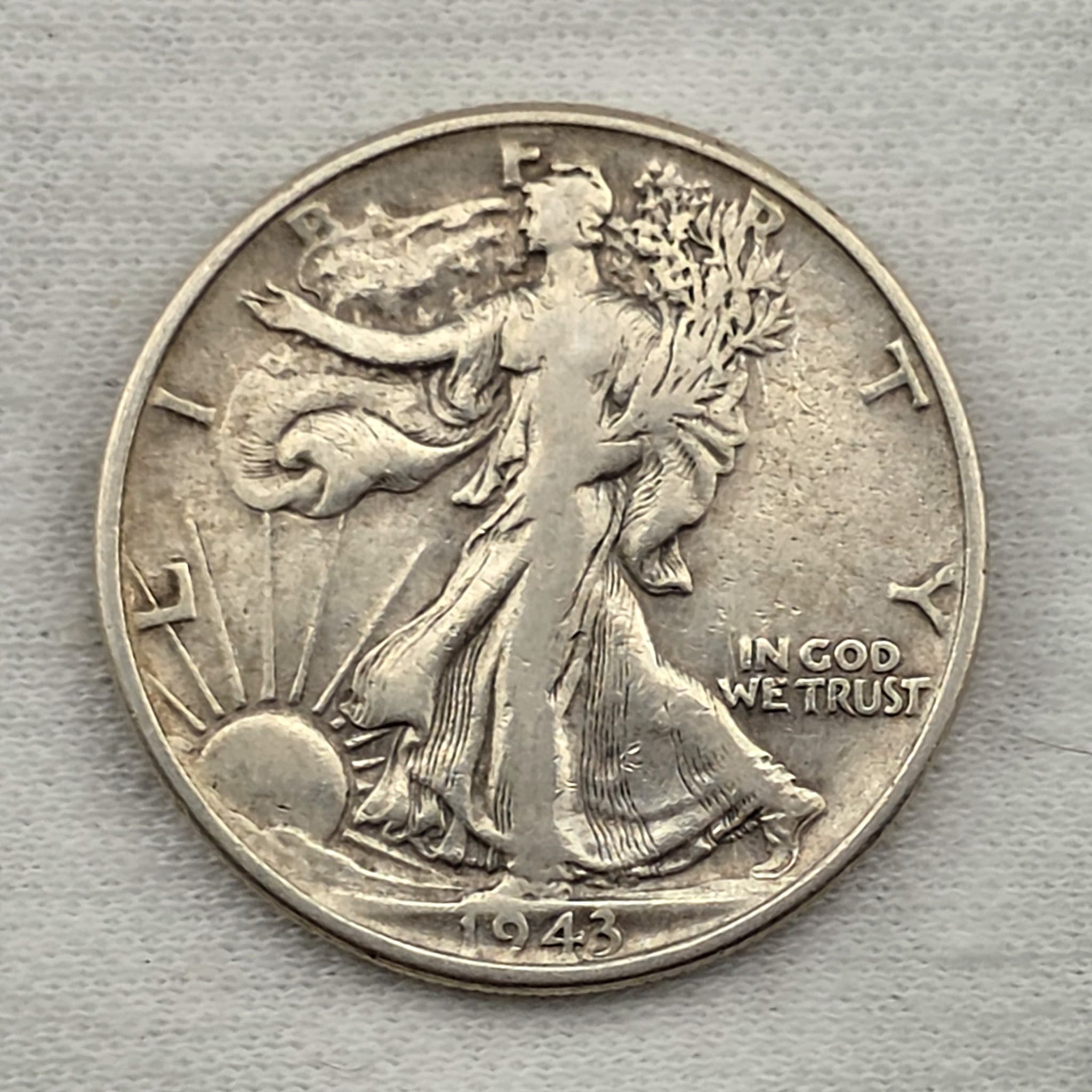 1943 Walking Liberty Half Dollar, 90% Silver