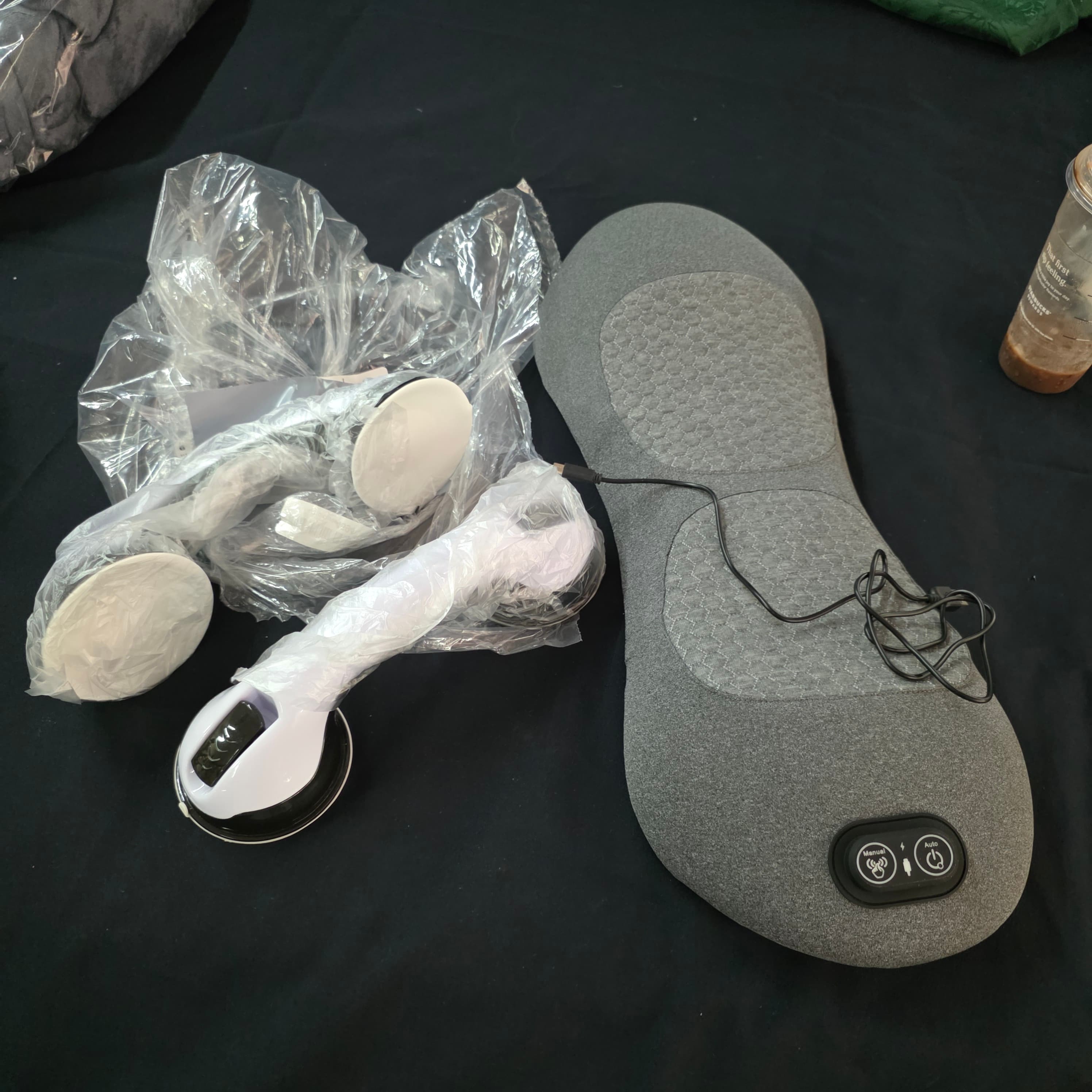 Rechargeable Massage Pillow with Suction Cup Handles, New