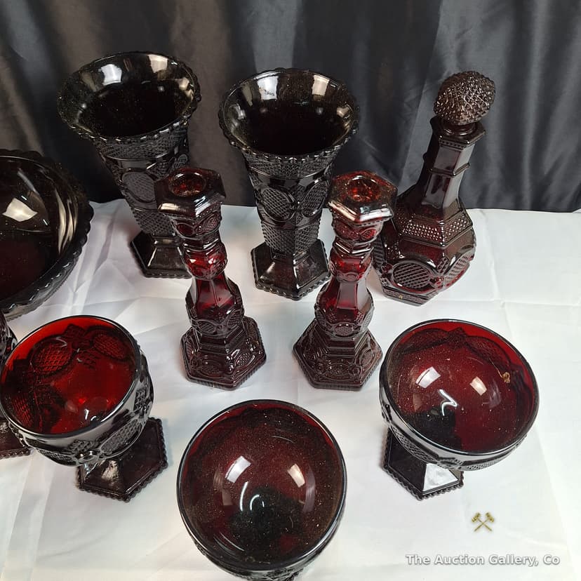 Avon 1876 Cape Cod Ruby Red Glass Collection, 18 Pieces β photo 3