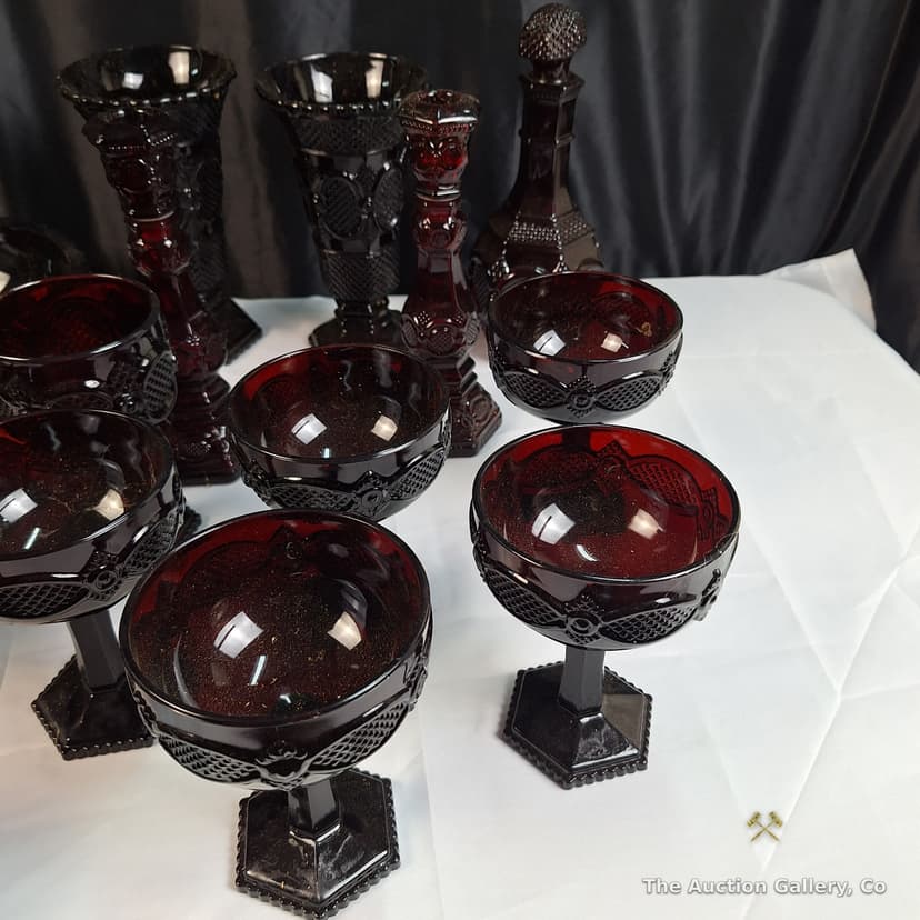 Avon 1876 Cape Cod Ruby Red Glass Collection, 18 Pieces β photo 7