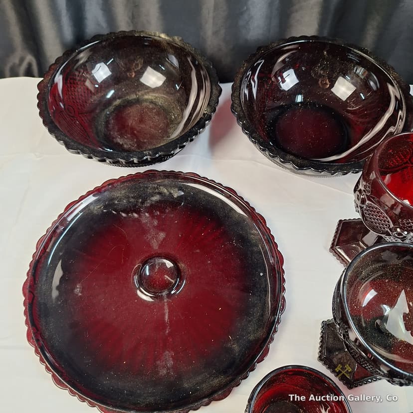 Avon 1876 Cape Cod Ruby Red Glass Collection, 18 Pieces β photo 2