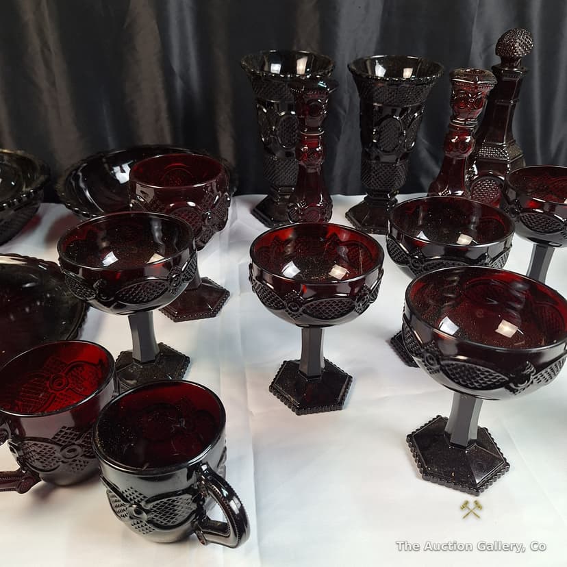 Avon 1876 Cape Cod Ruby Red Glass Collection, 18 Pieces β photo 6