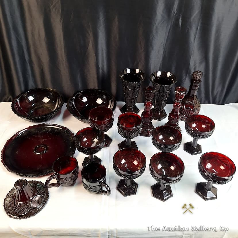 Avon 1876 Cape Cod Ruby Red Glass Collection, 18 Pieces